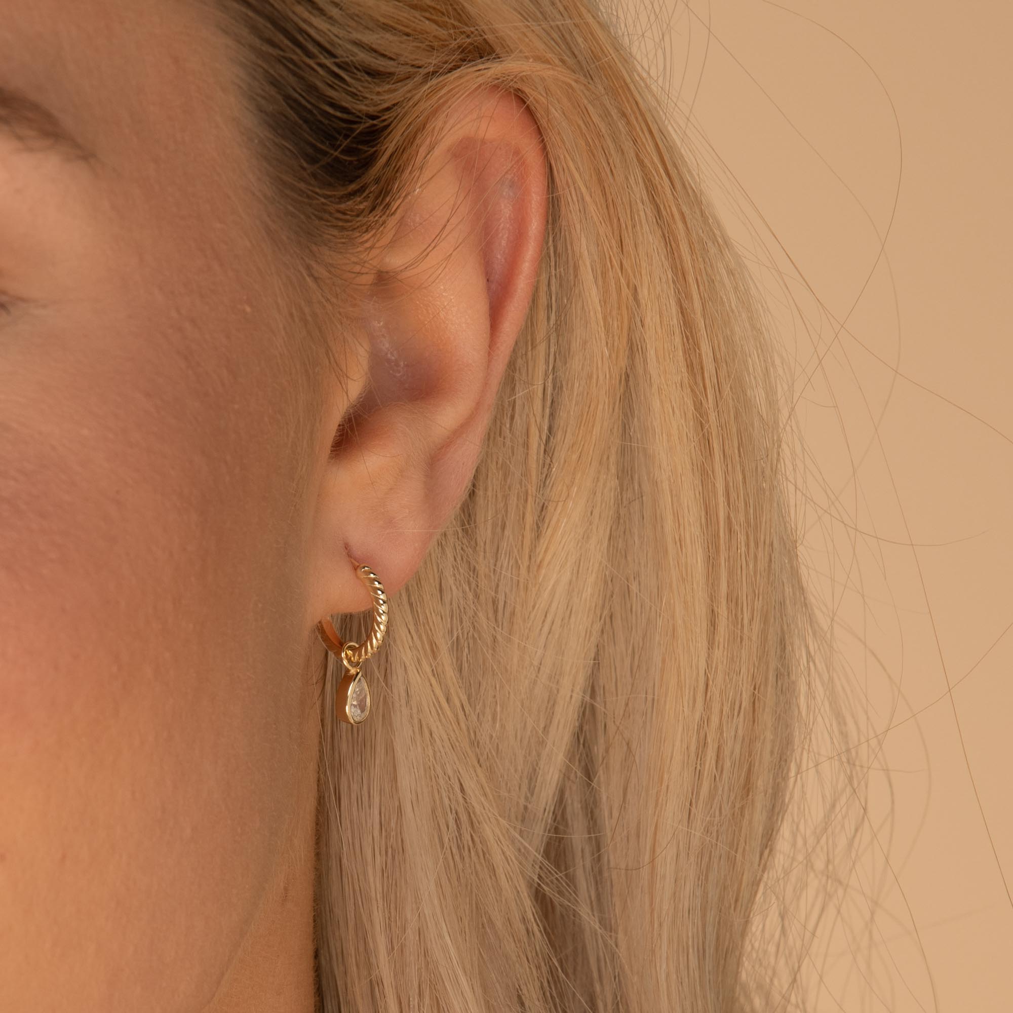 Teardrop Huggie Hoop Earrings Gold