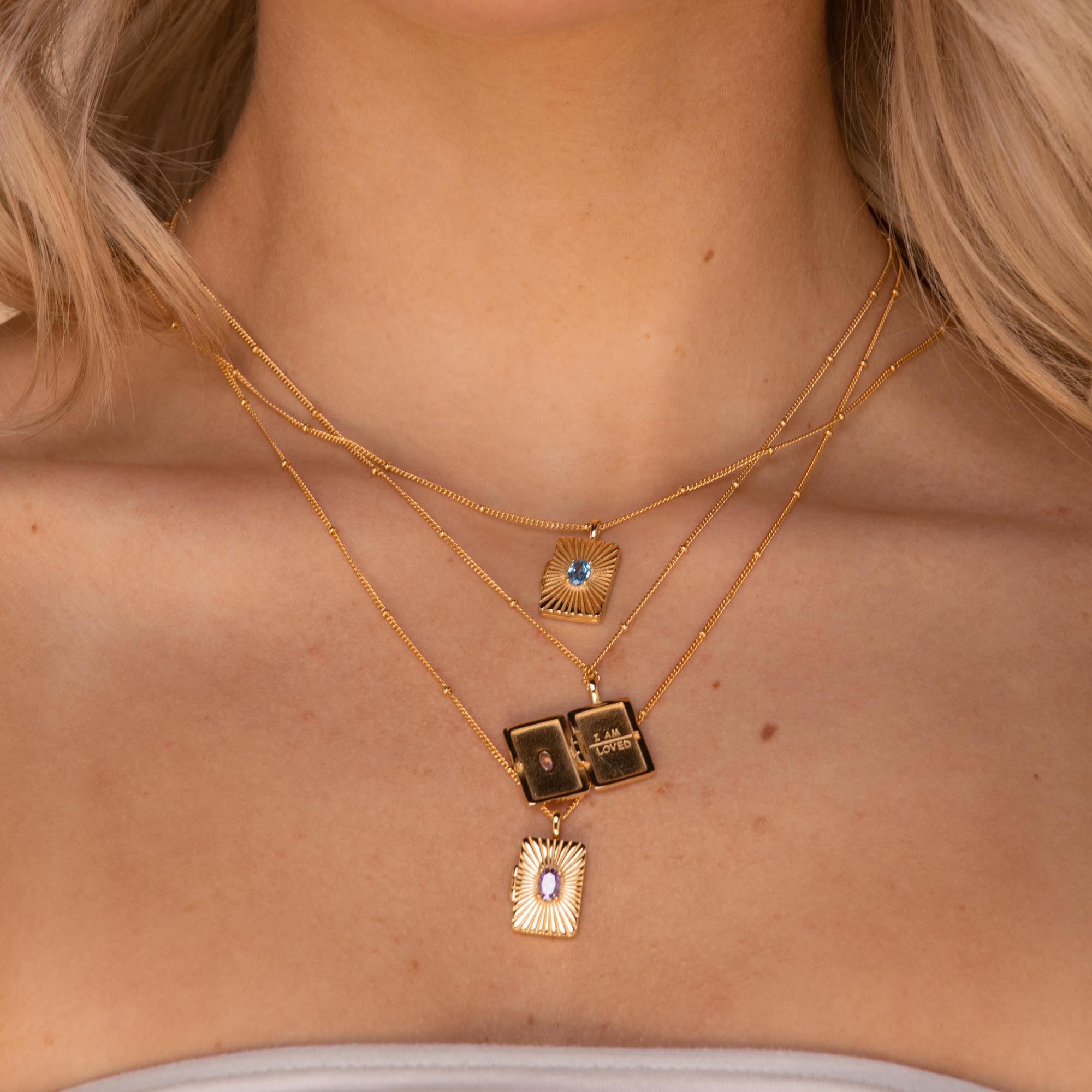 I am Loved Locket Necklace Gold