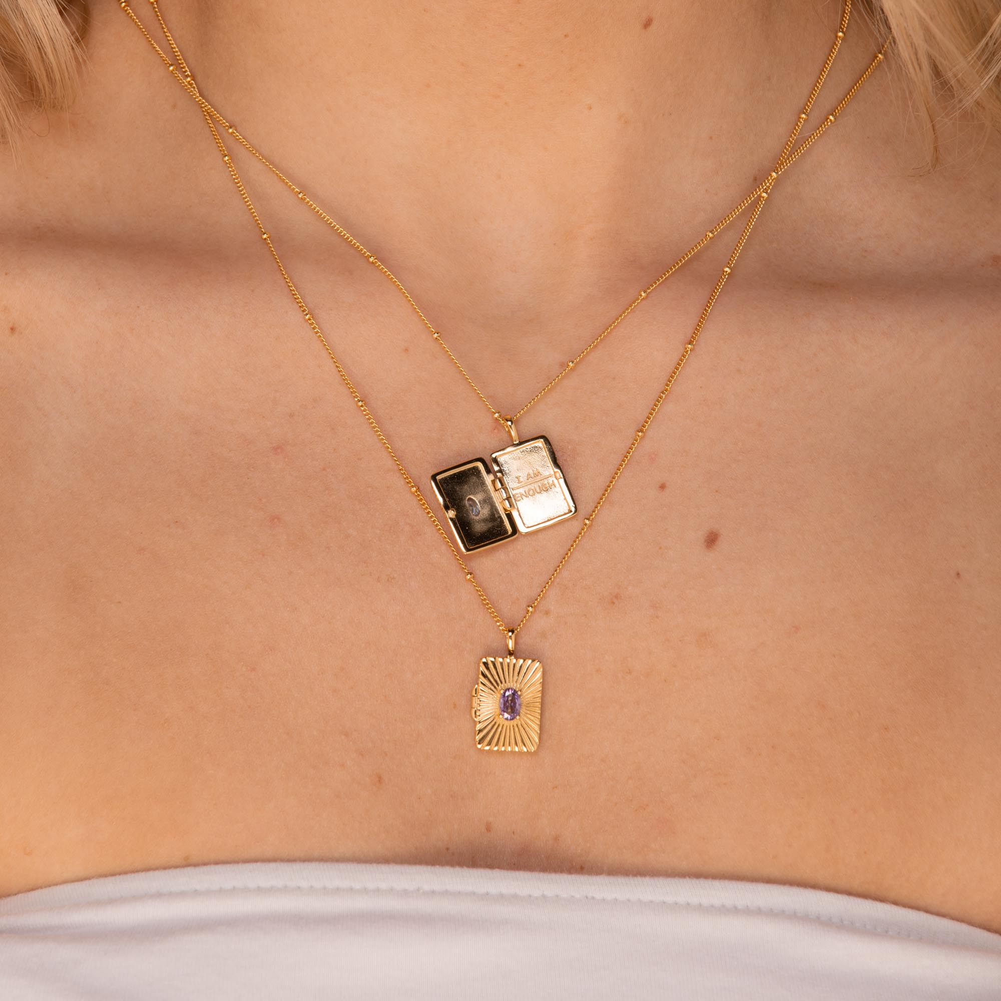 I am Worthy Locket Necklace Rose Gold