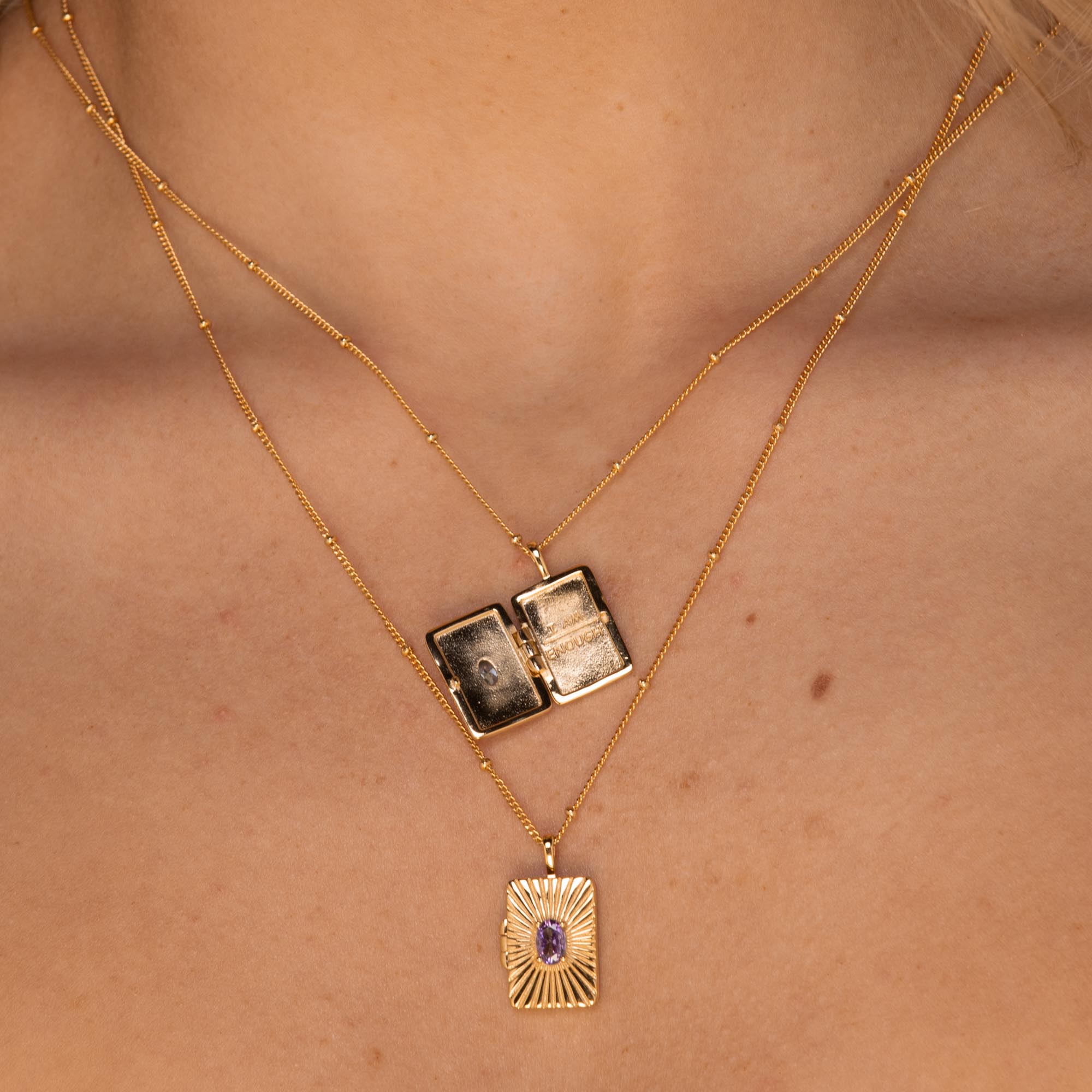 I am Worthy Locket Necklace Gold