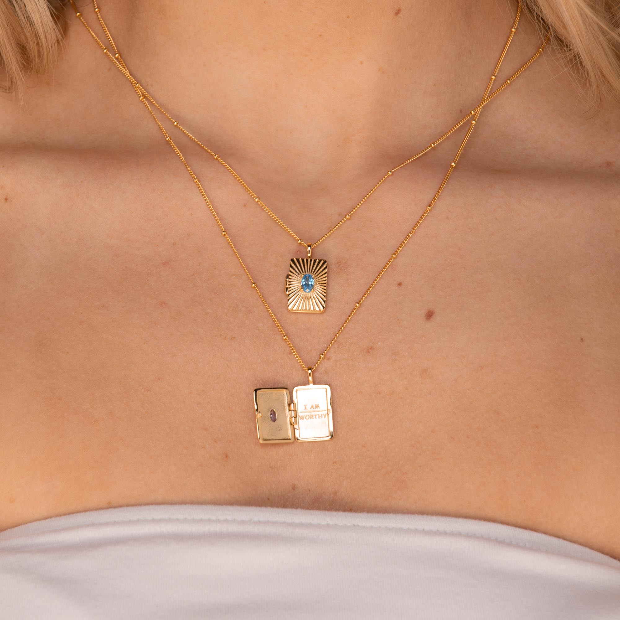 I am Enough Locket Necklace Rose Gold