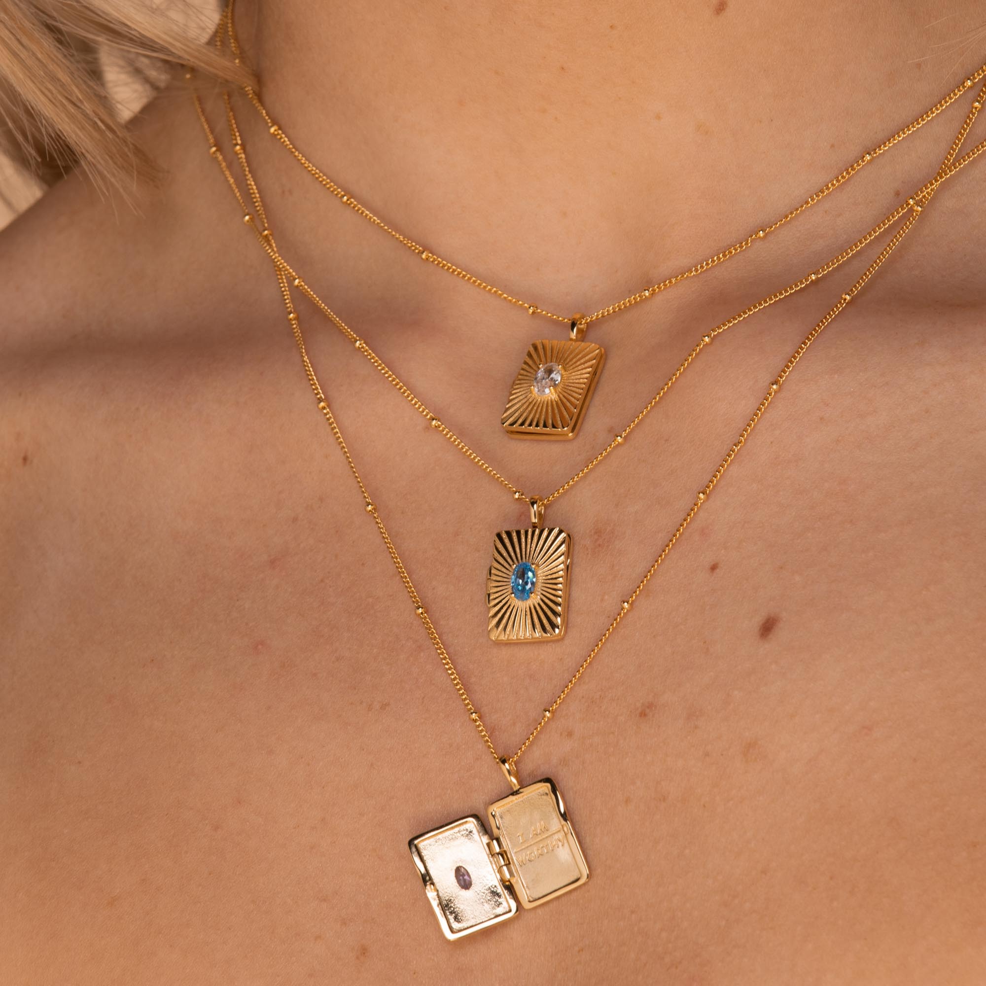 I am Worthy Locket Necklace Gold