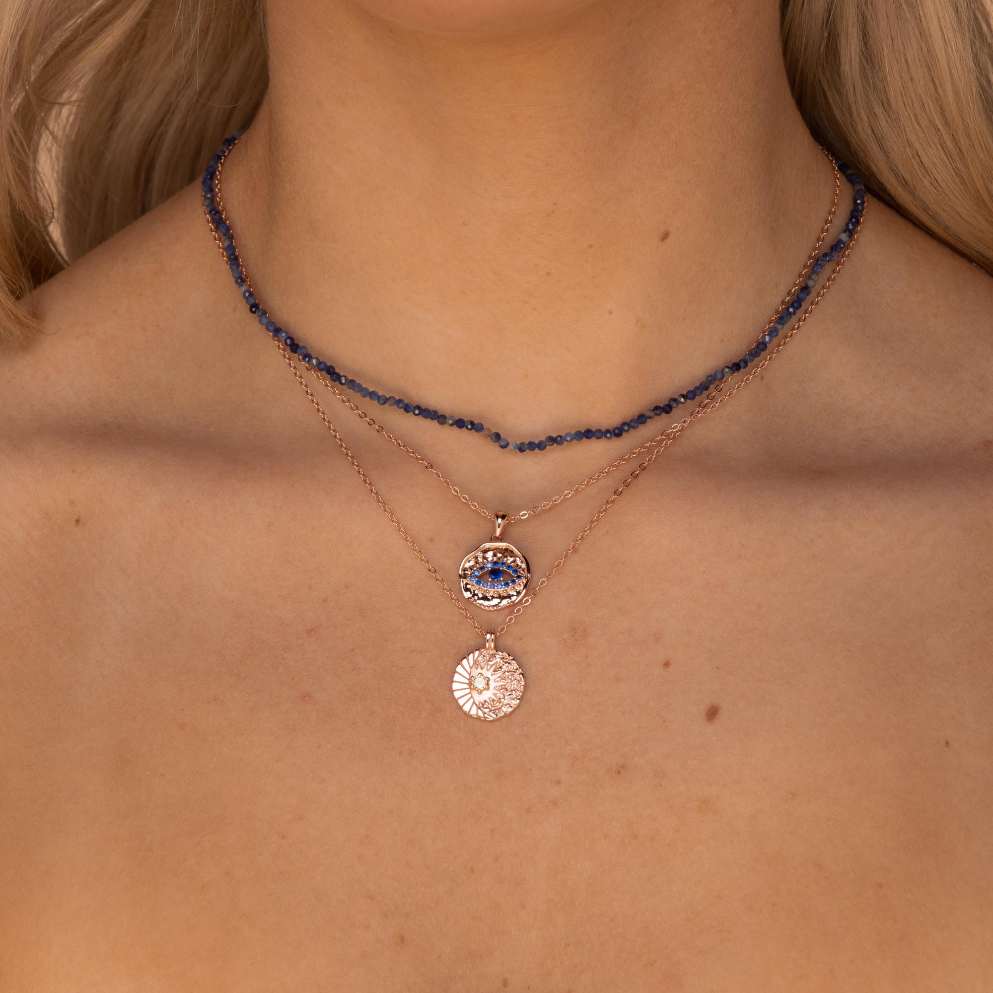 Sun Element Medallion Necklace Rose Gold