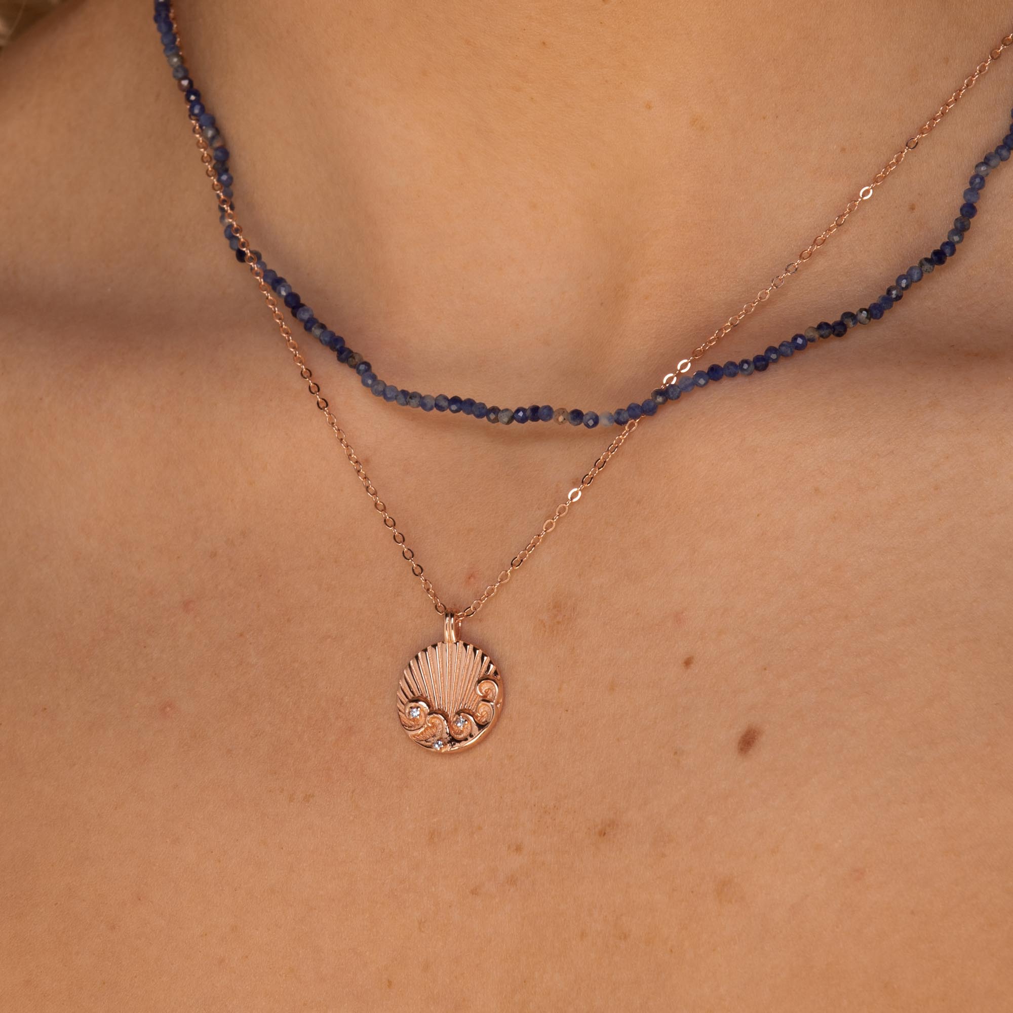 Water Element Medallion Necklace Rose Gold