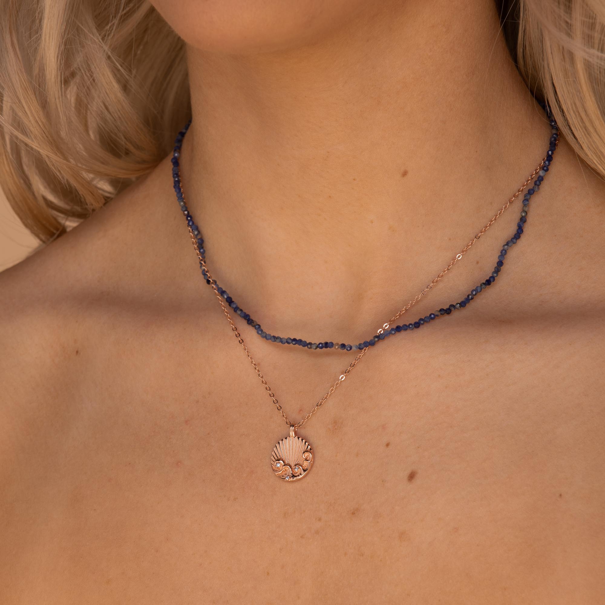 Water Element Medallion Necklace Rose Gold