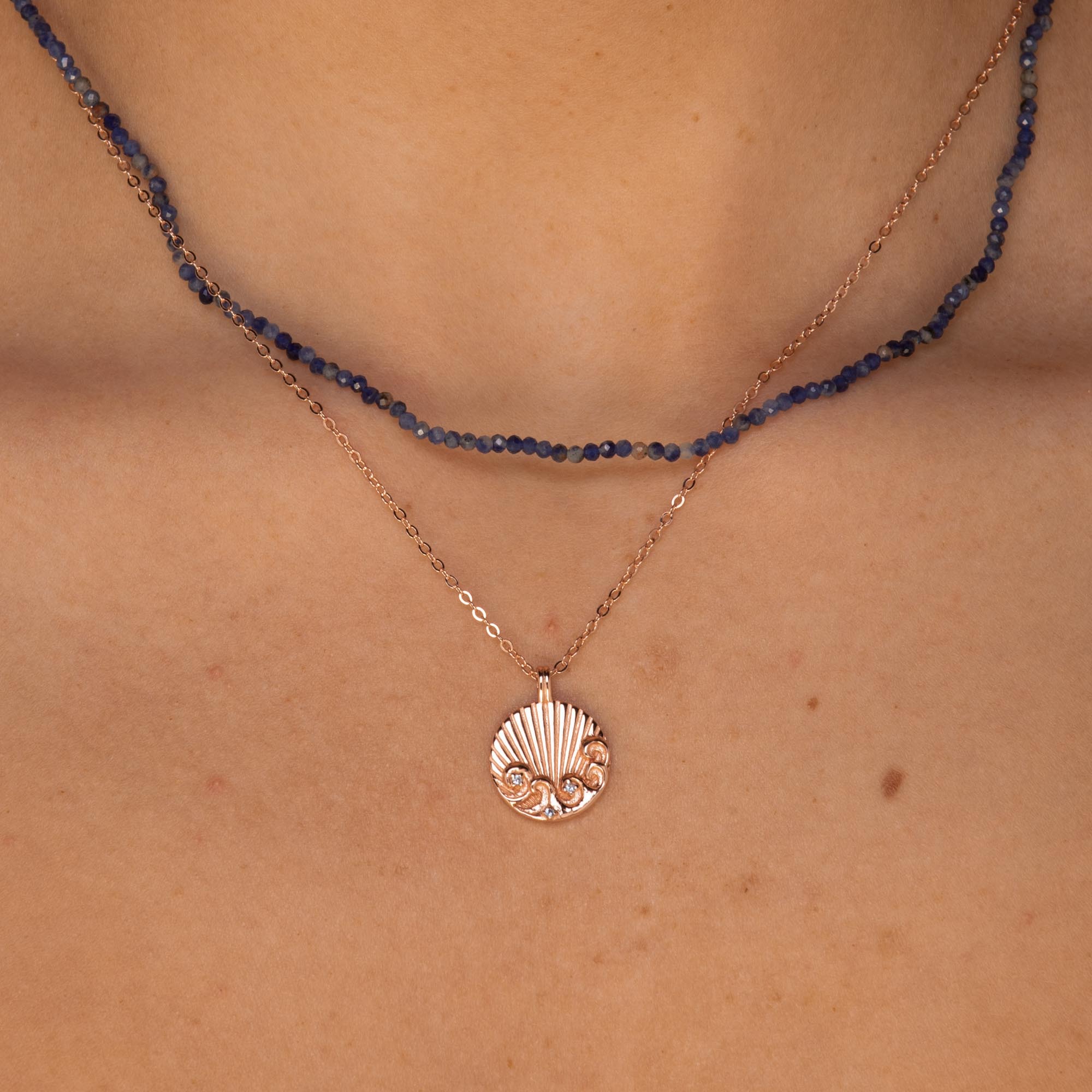 Water Element Medallion Necklace Rose Gold