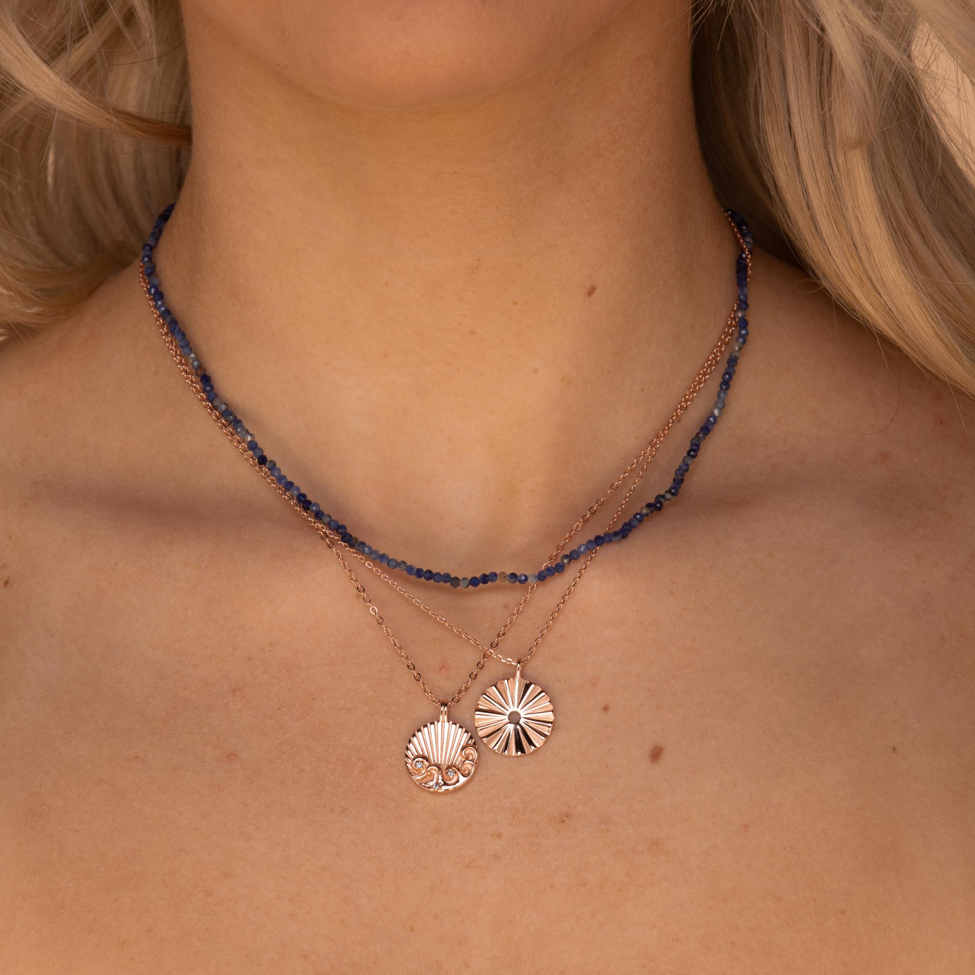 Water Element Medallion Necklace Rose Gold