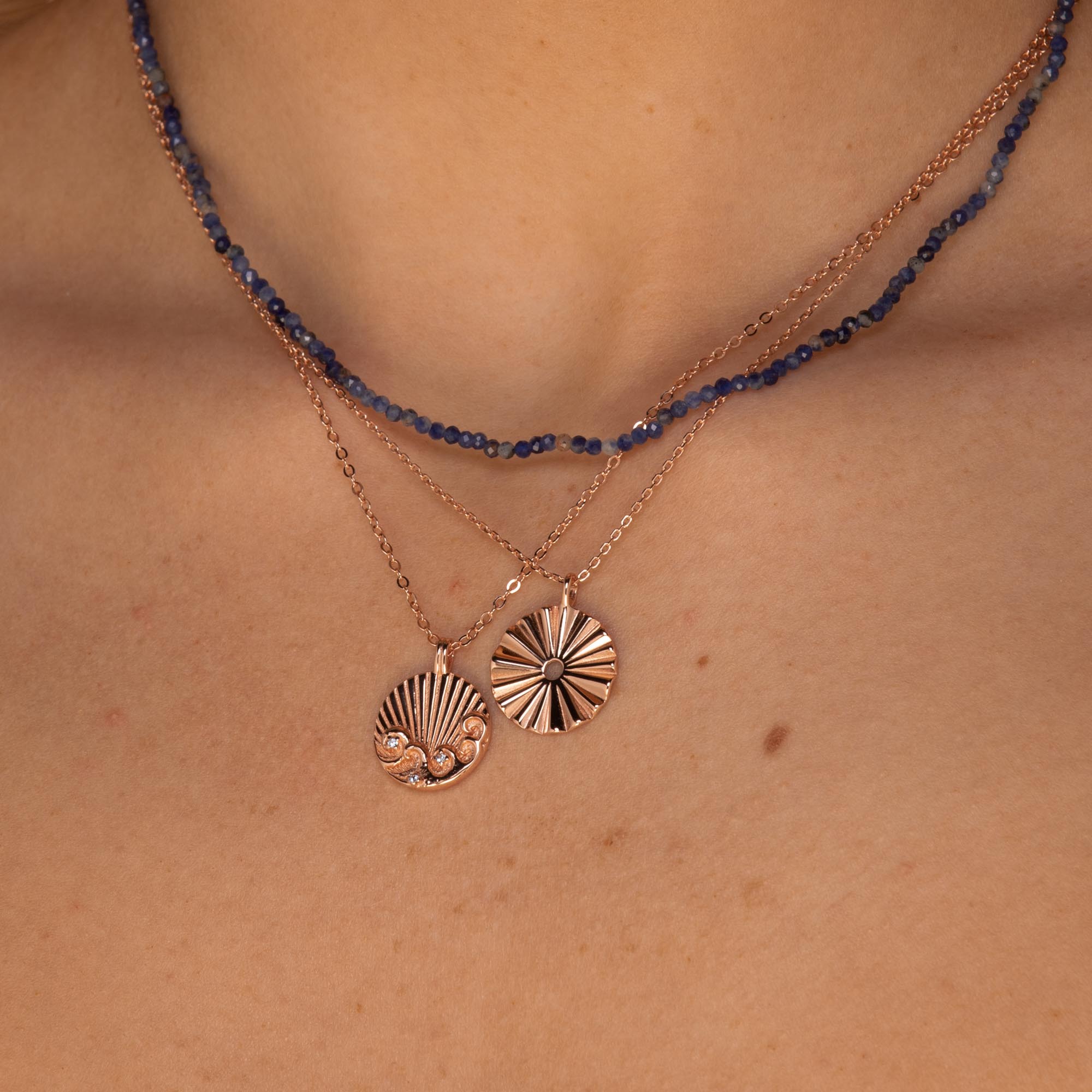 Water Element Medallion Necklace Rose Gold