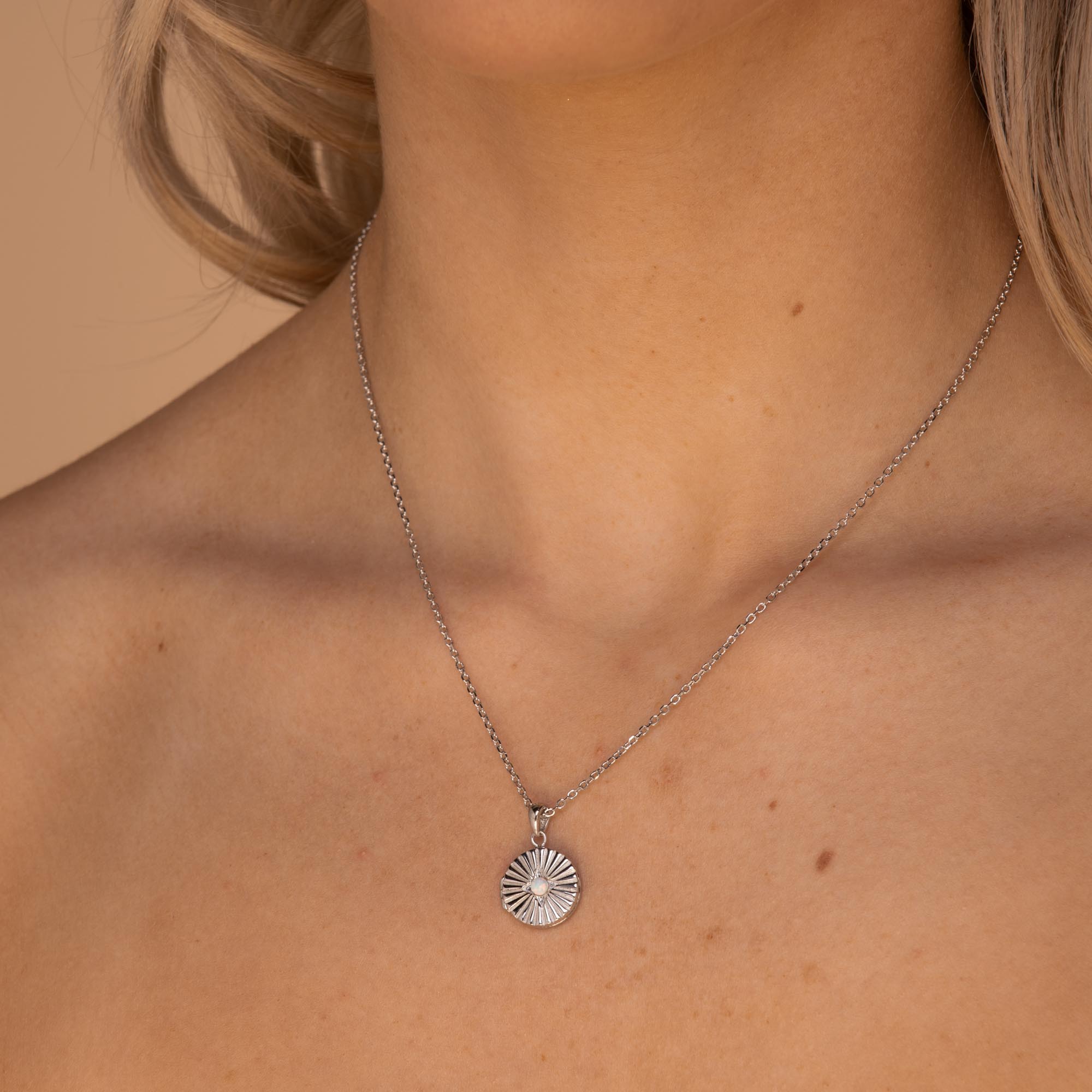 North Star Opal Locket Necklace Silver