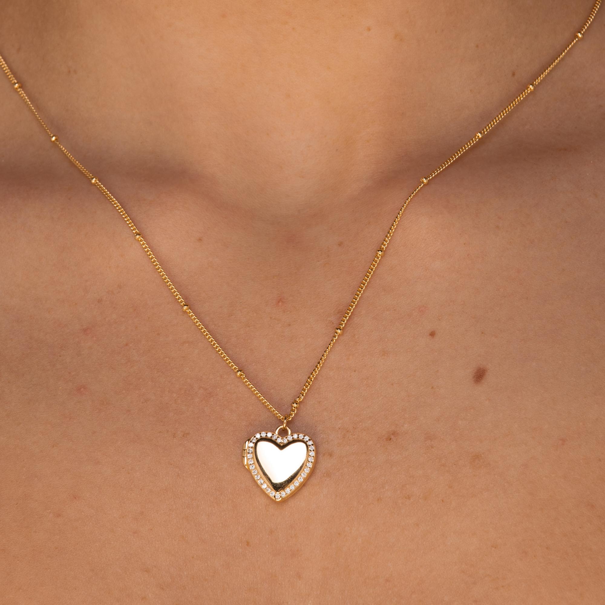 Love Heart Locket Necklace Silver