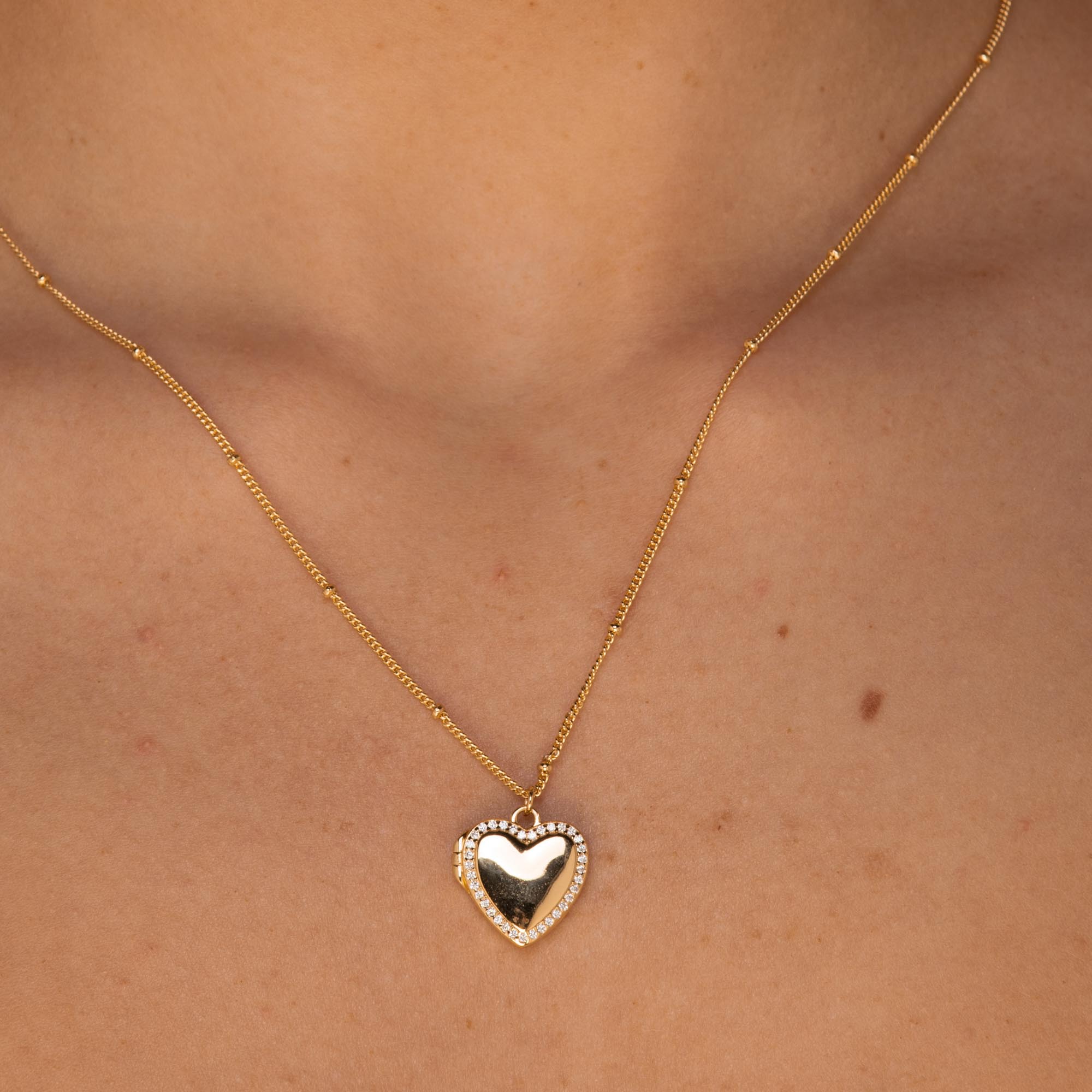 Love Heart Locket Necklace Rose Gold