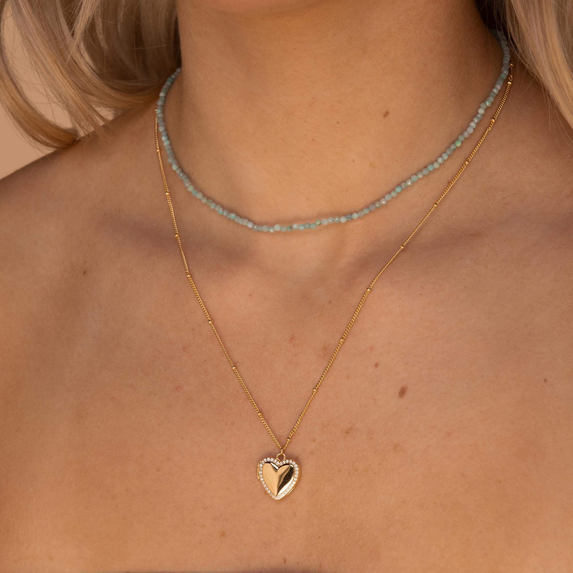 Love Heart Locket Necklace Gold