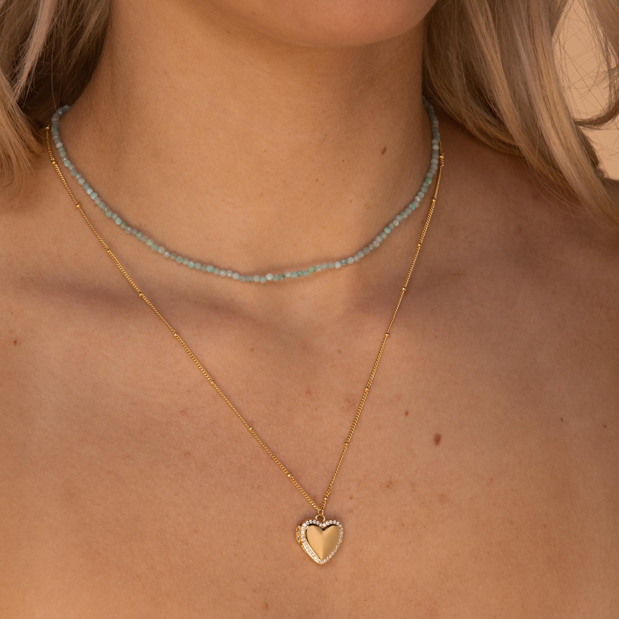 Love Heart Locket Necklace Gold