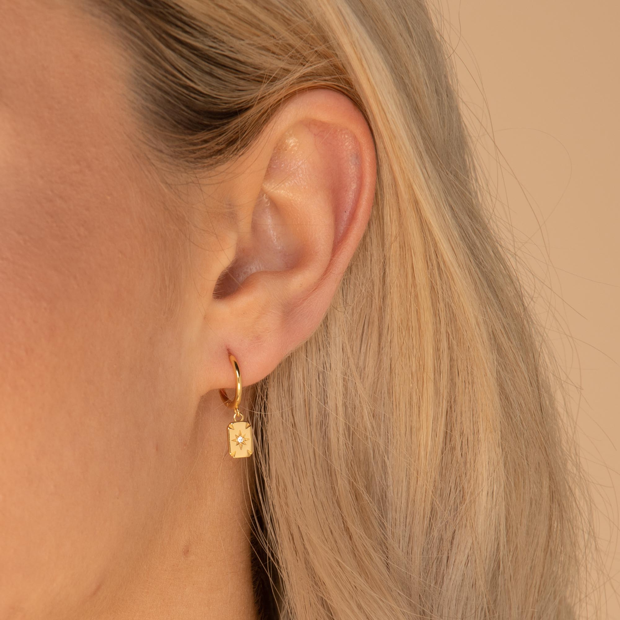 North Star Amulet Huggie Earrings Gold