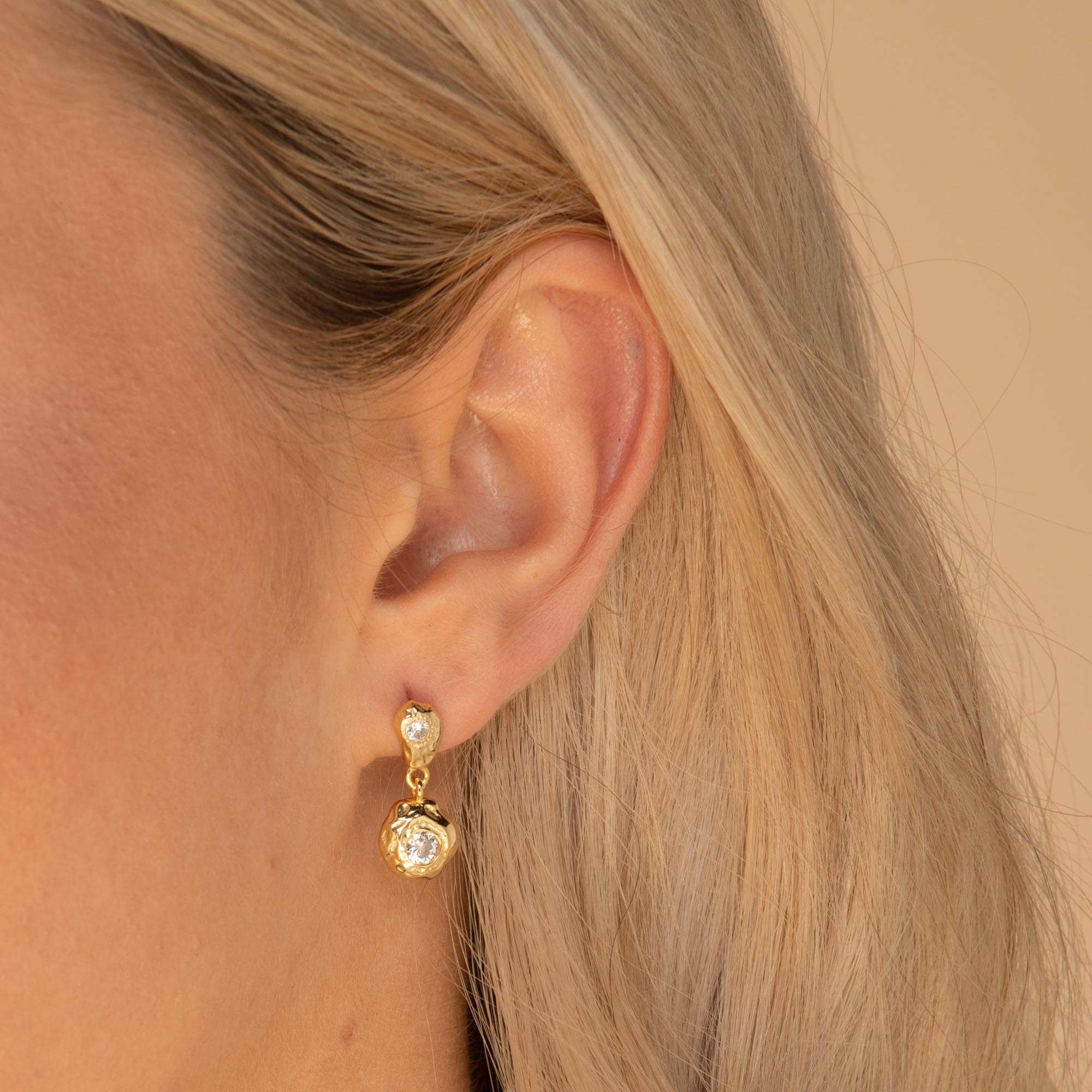 Sapphire Molten Drop Earrings Gold