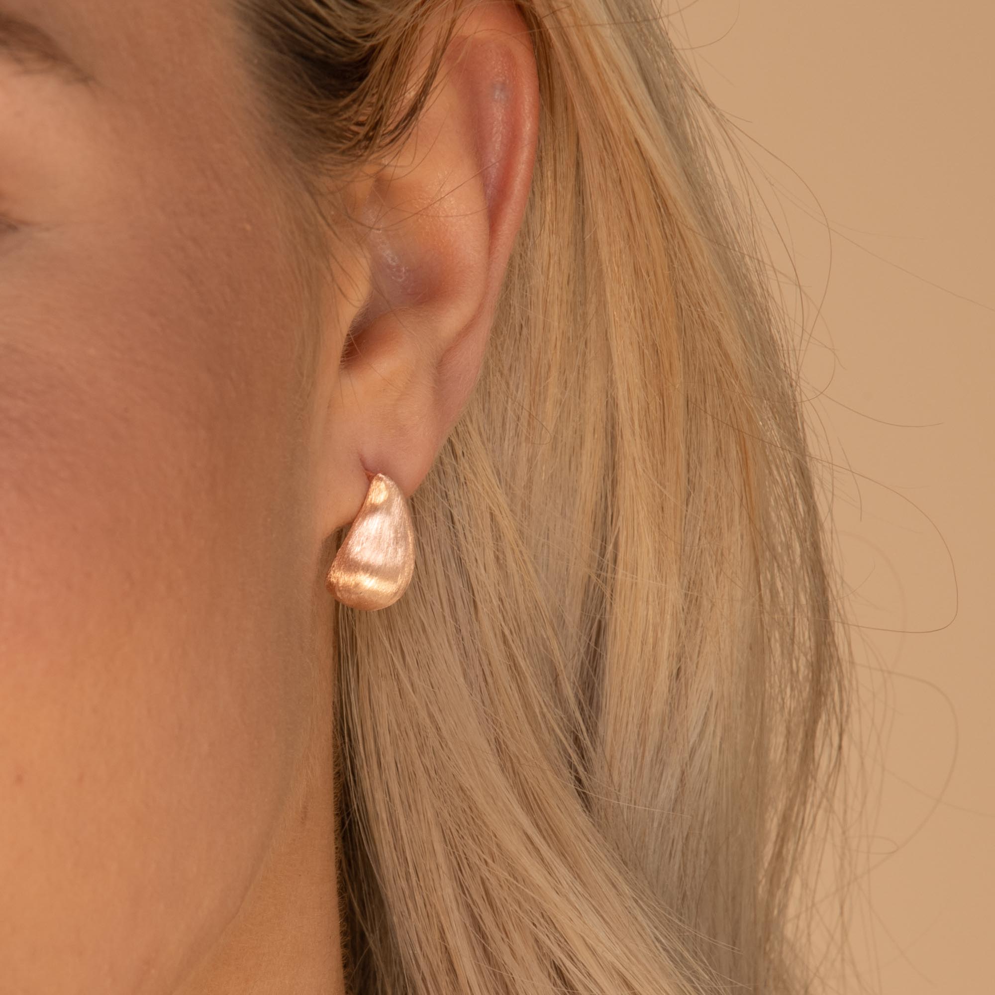 Statement Teardrop Matte Earrings Rose Gold