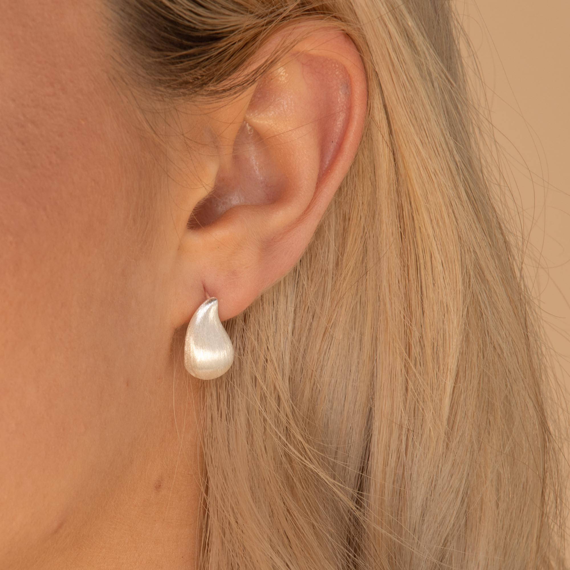 Statement Teardrop Matte Earrings Silver