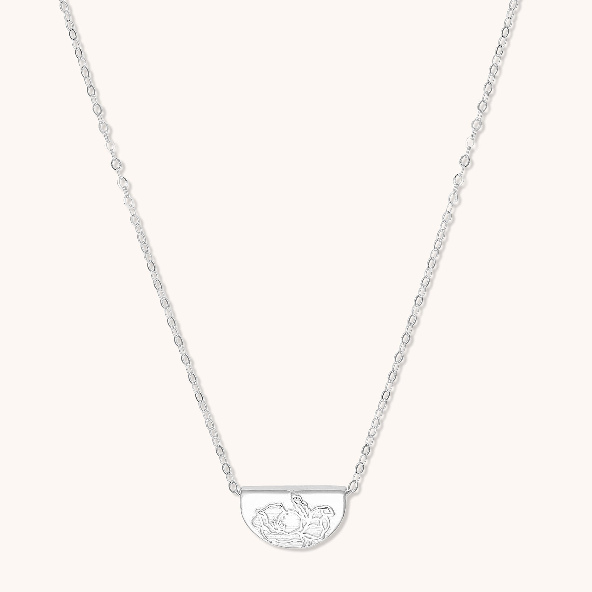 Birth Flower Necklace August (Poppy) Silver