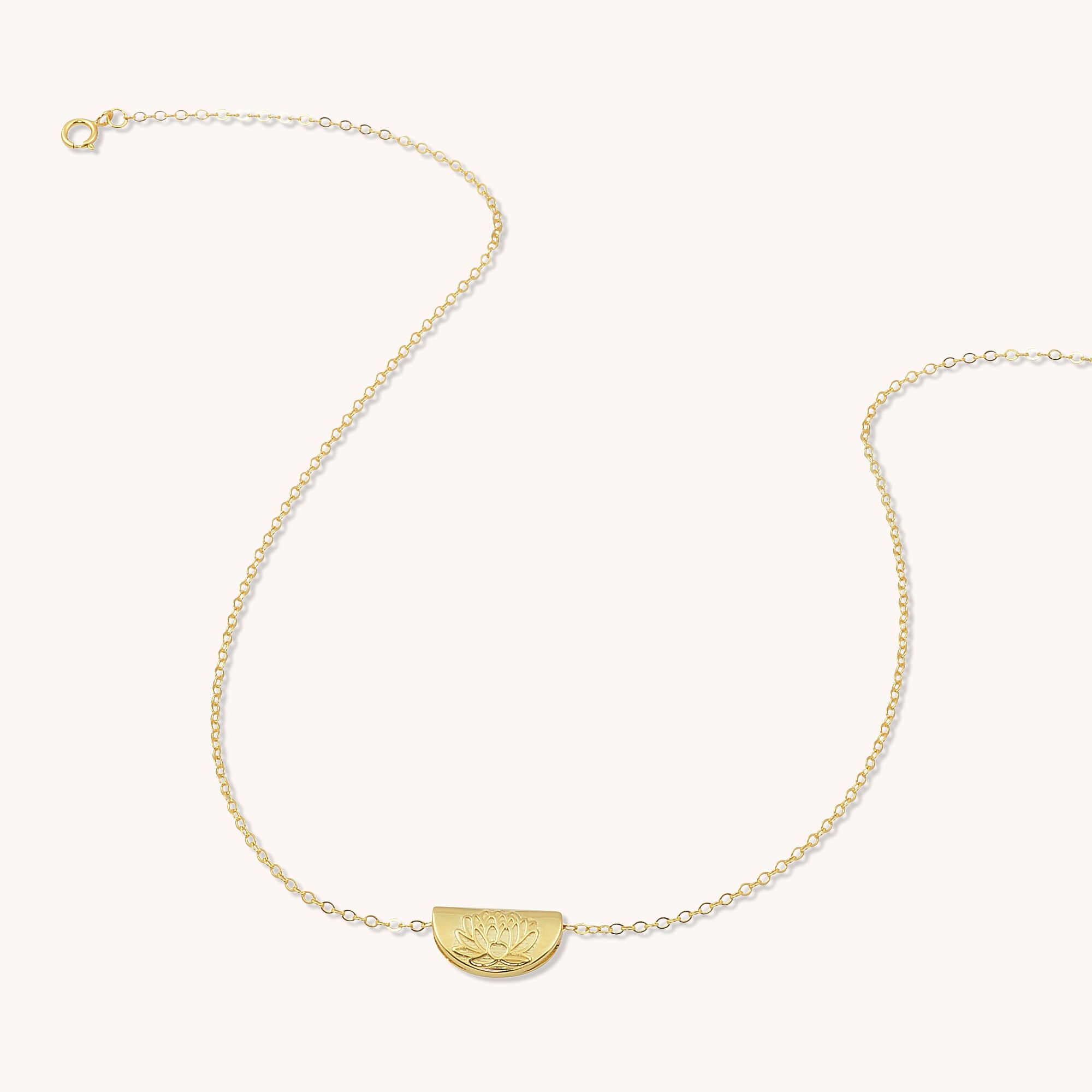 Birth Flower Necklace July (Lotus) Gold