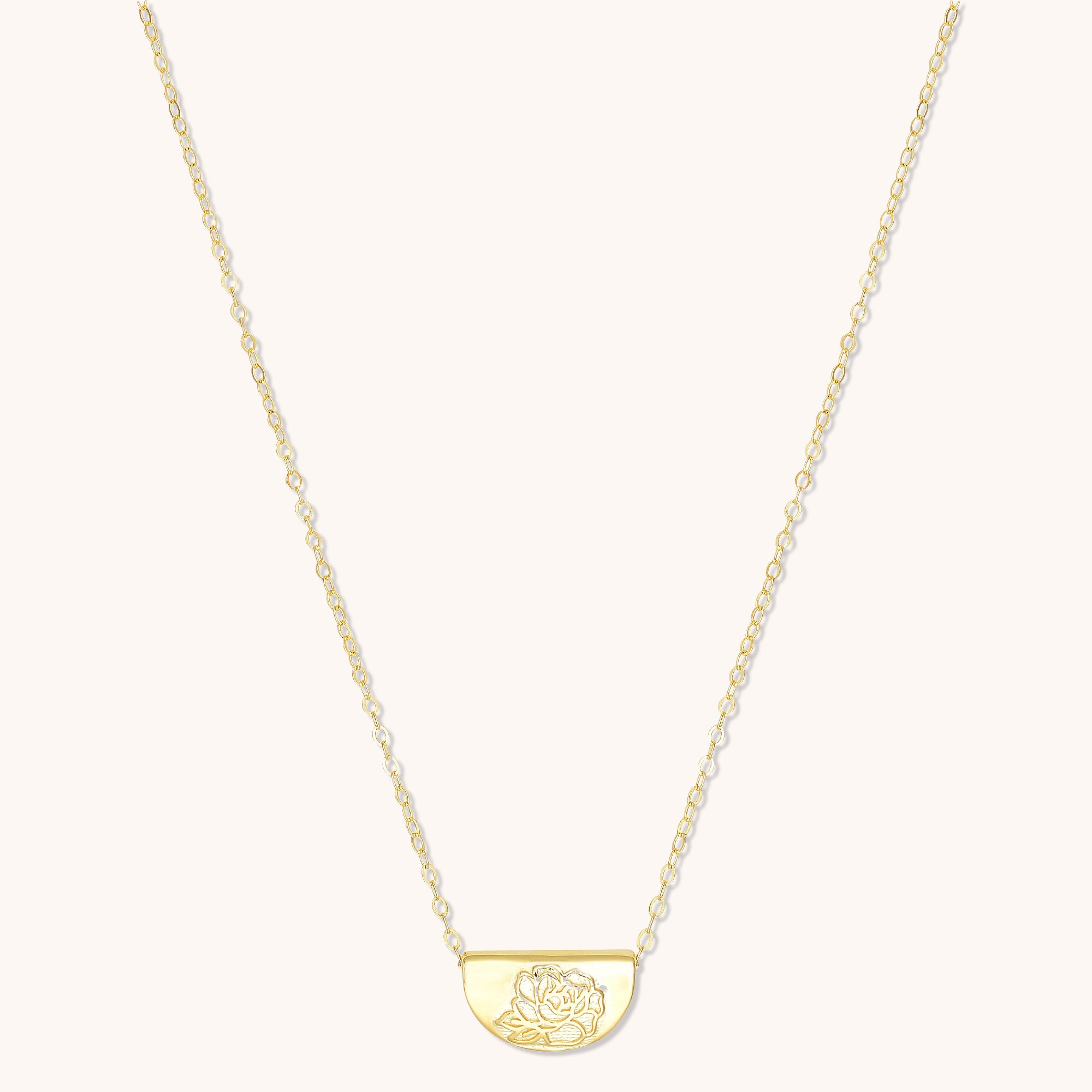 Birth Flower Necklace September (Peony) Gold