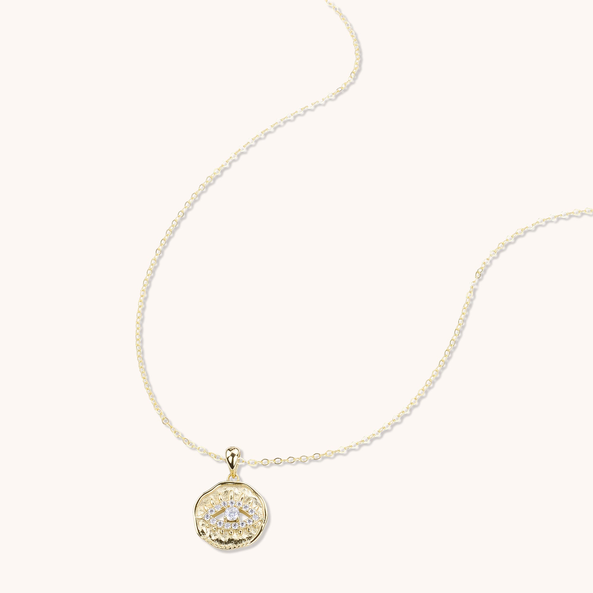 Evil Eye Cut Out Pave Necklace Gold