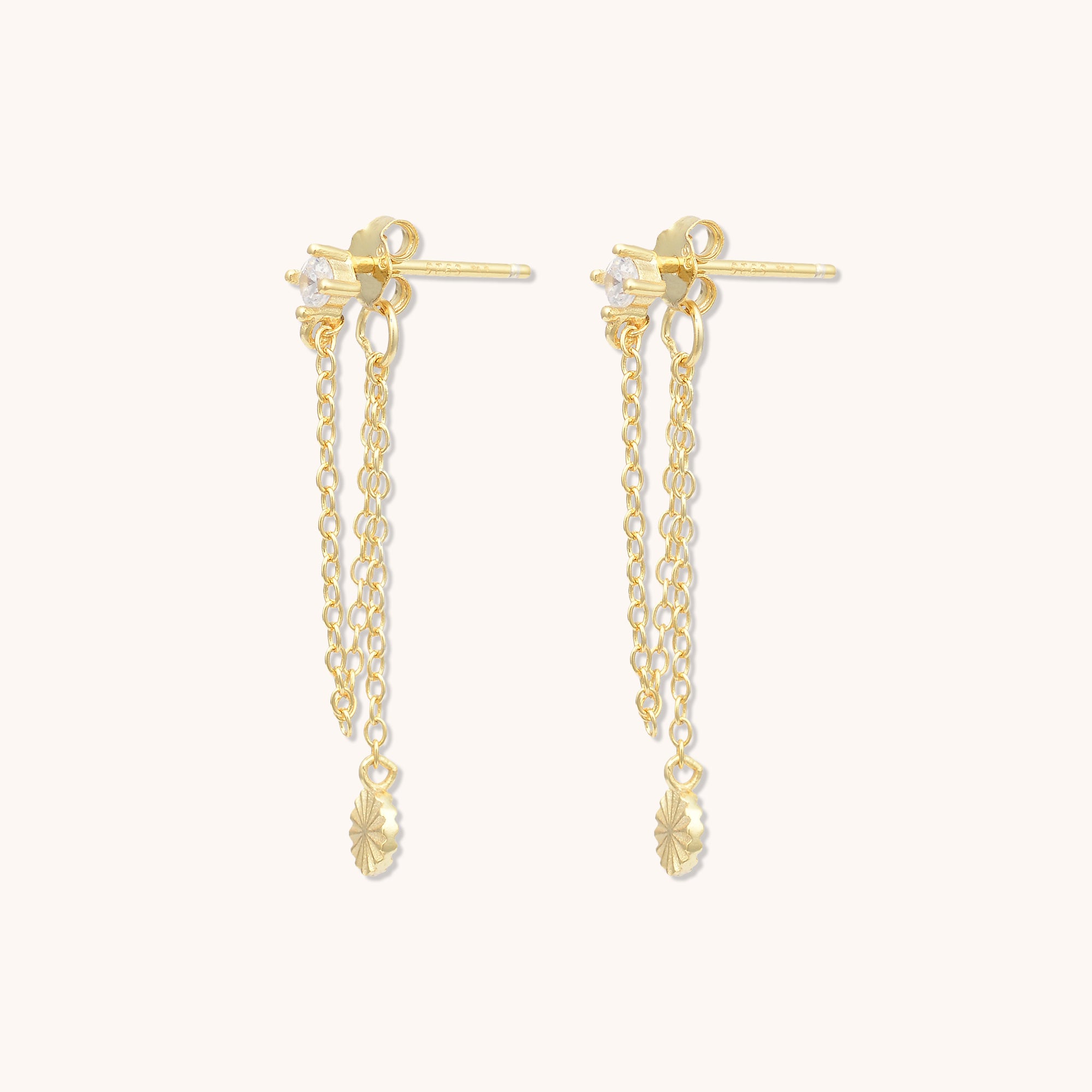 Sapphire Disc Chain Earrings Gold