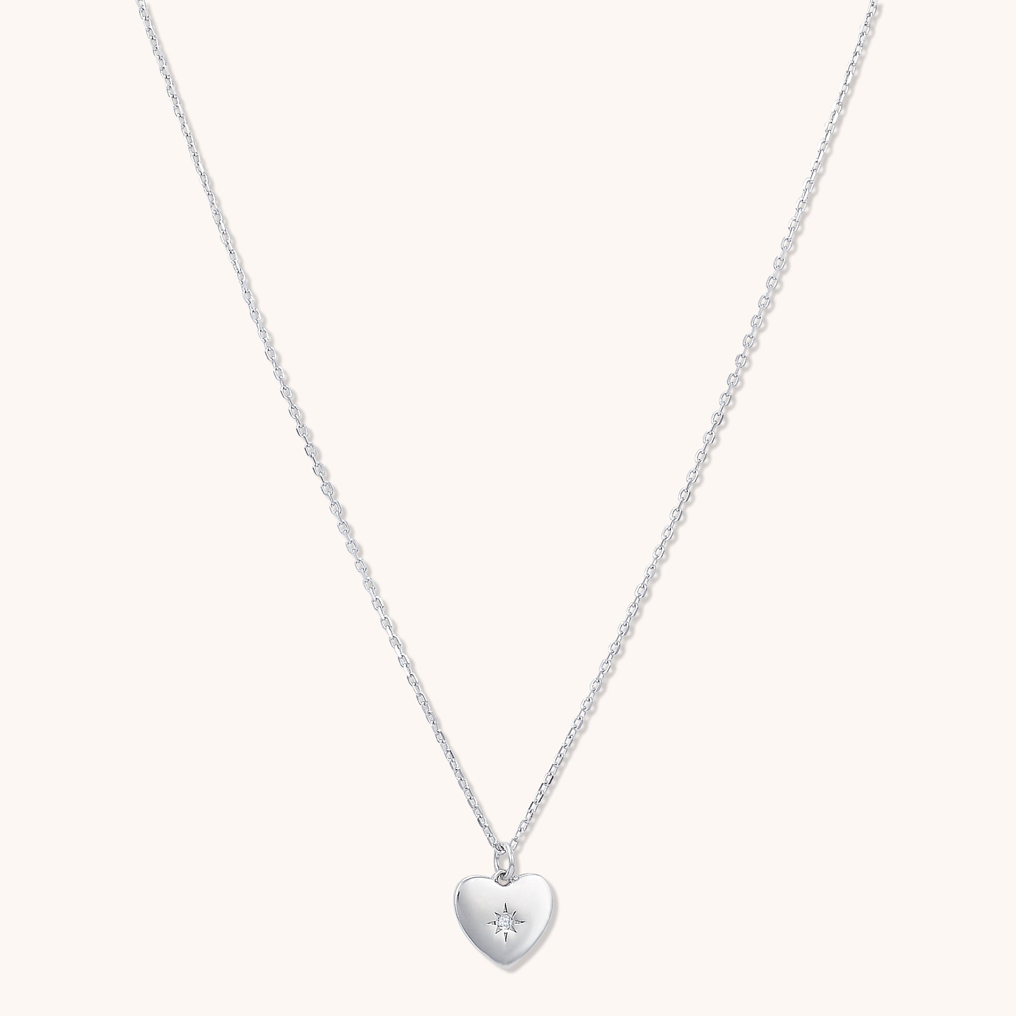 North Star Heart Necklace Silver