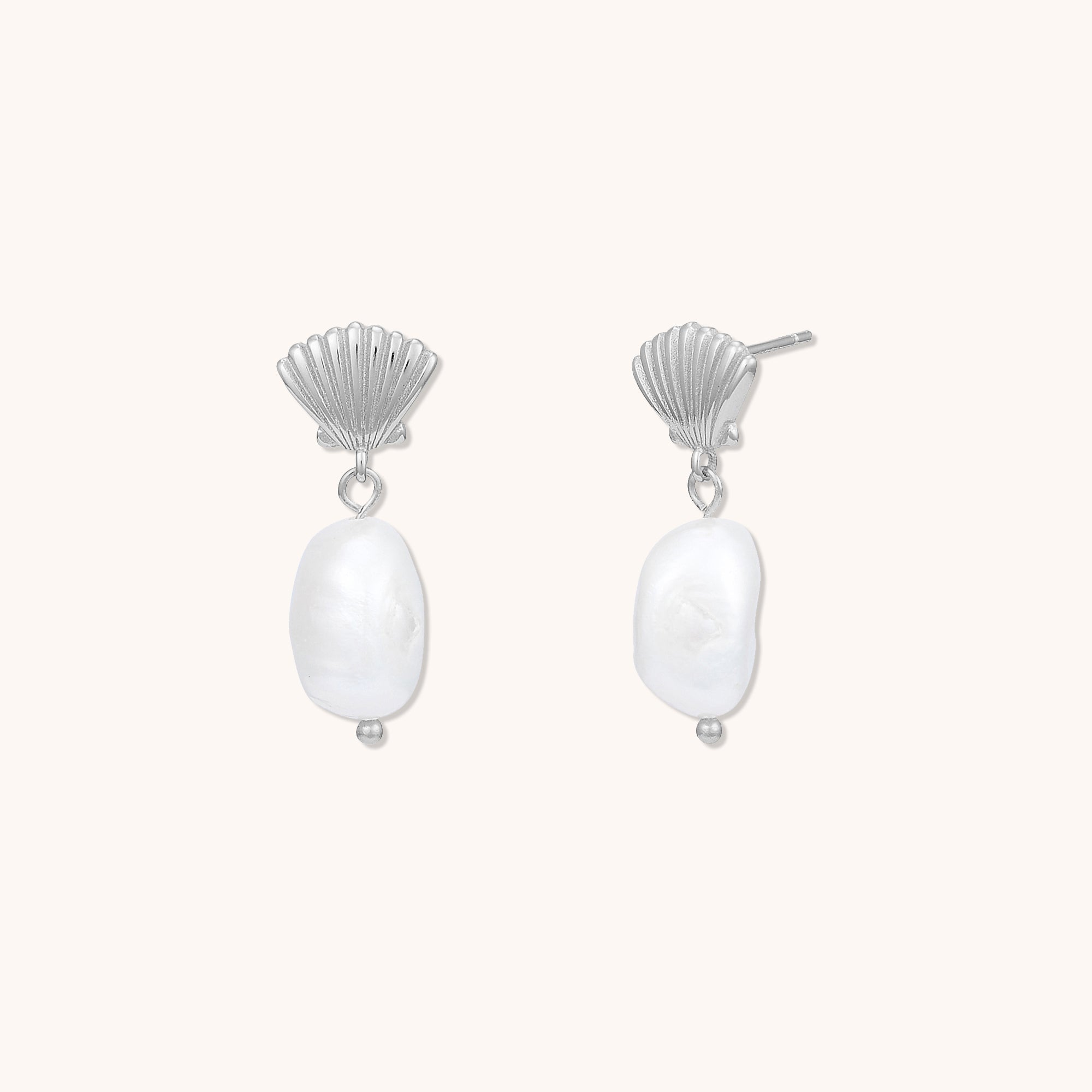 Mariner Pearl Drop Shell Earrings Silver