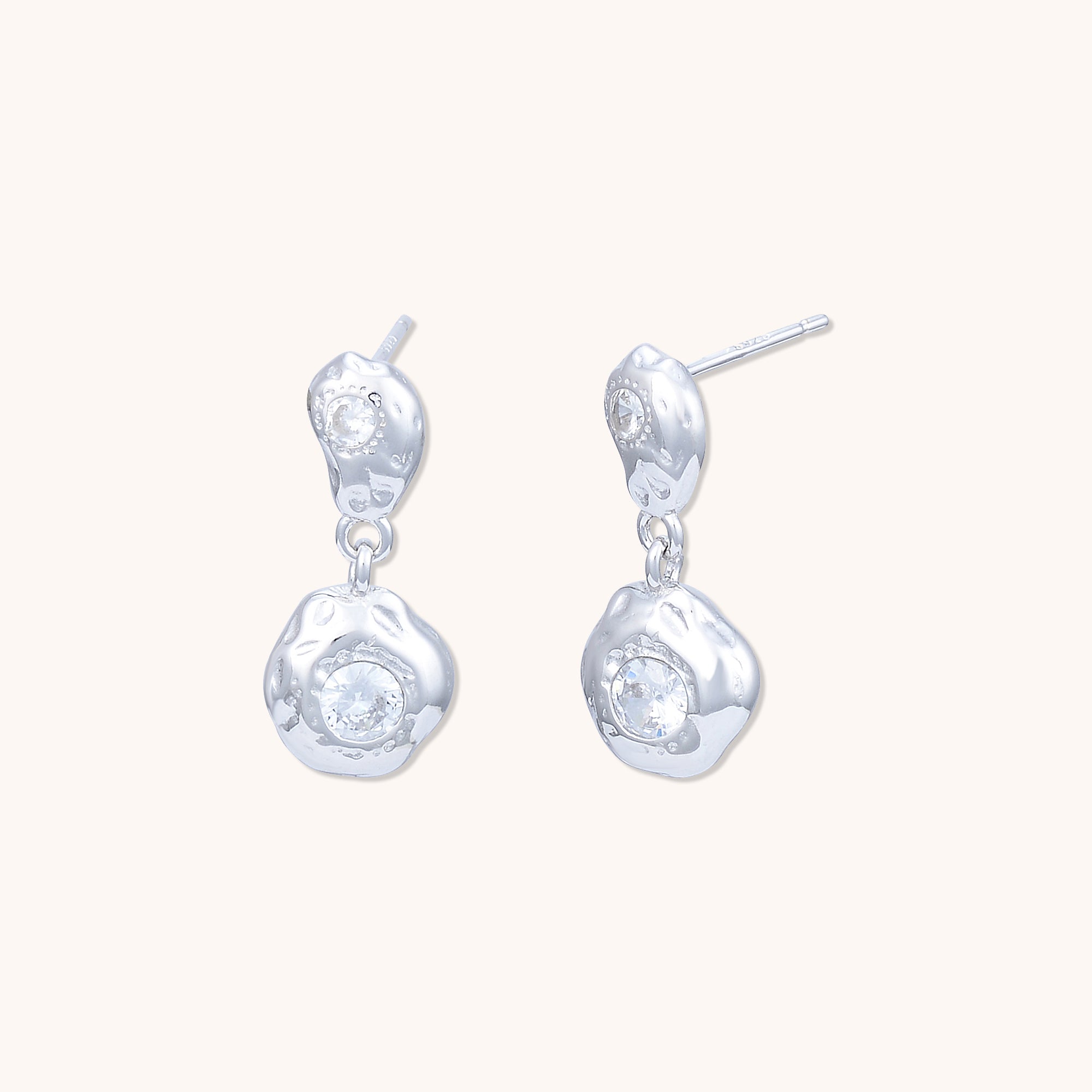 Sapphire Molten Drop Earrings Silver