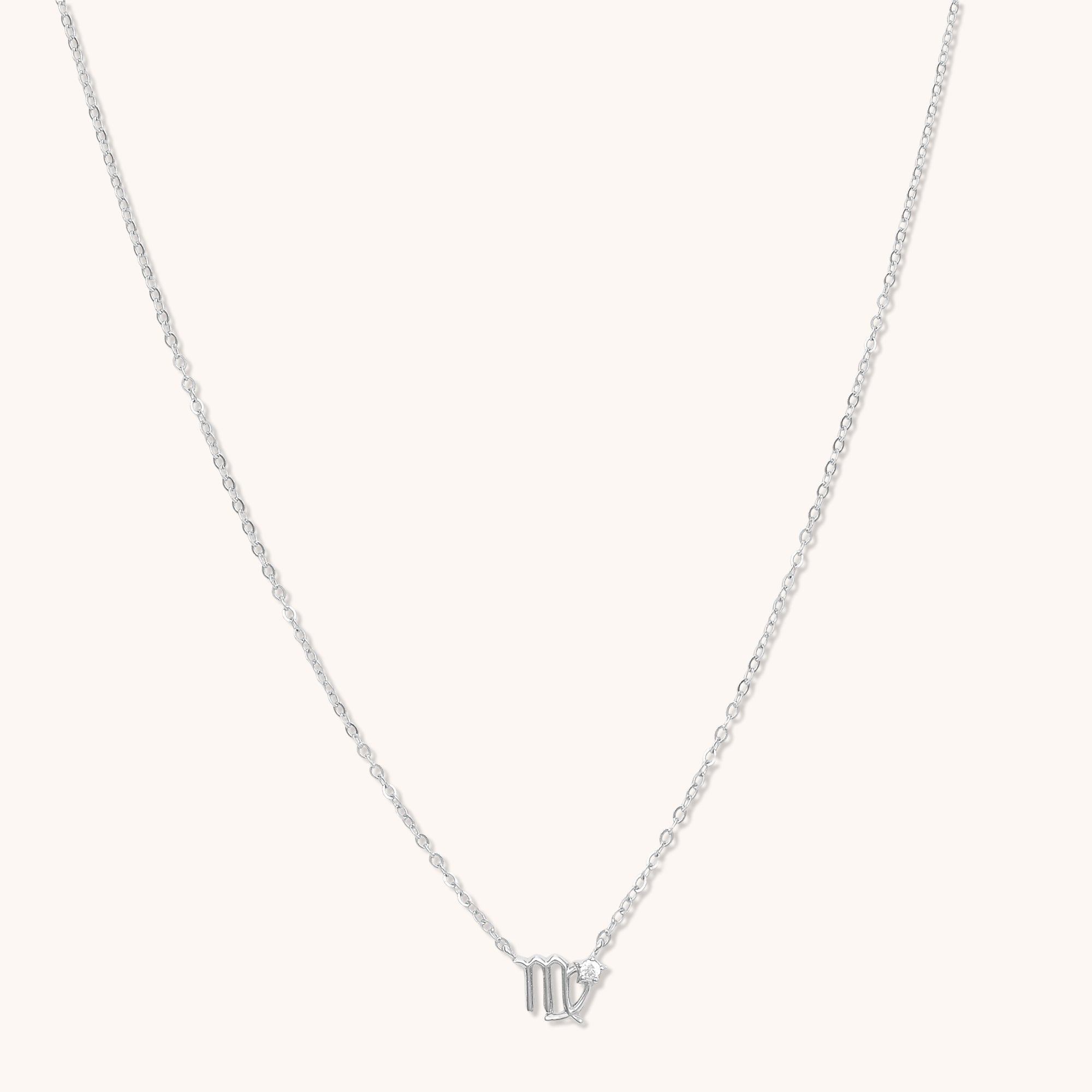 Virgo Star Sign Necklace Silver