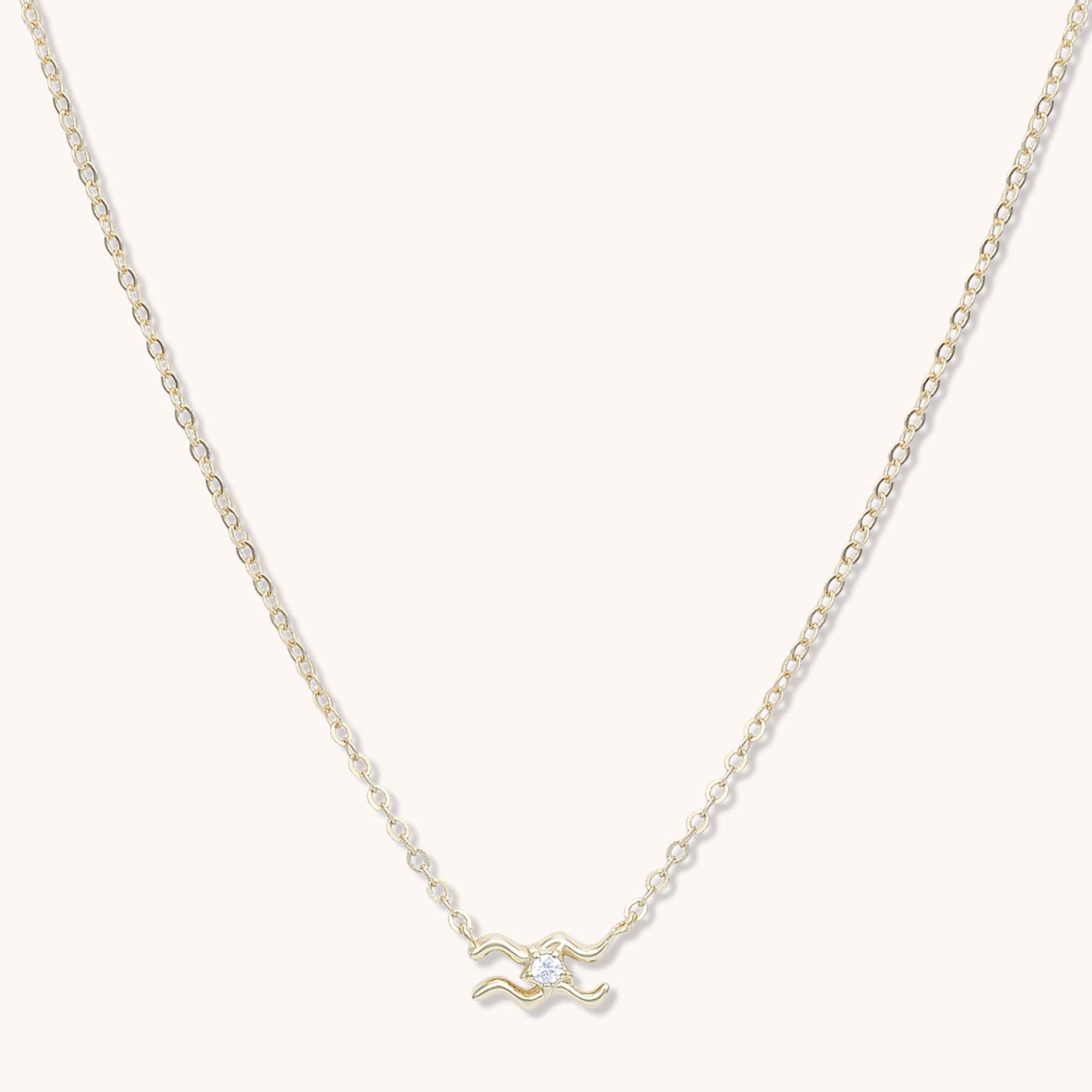 Aquarius Star Sign Necklace Rose Gold