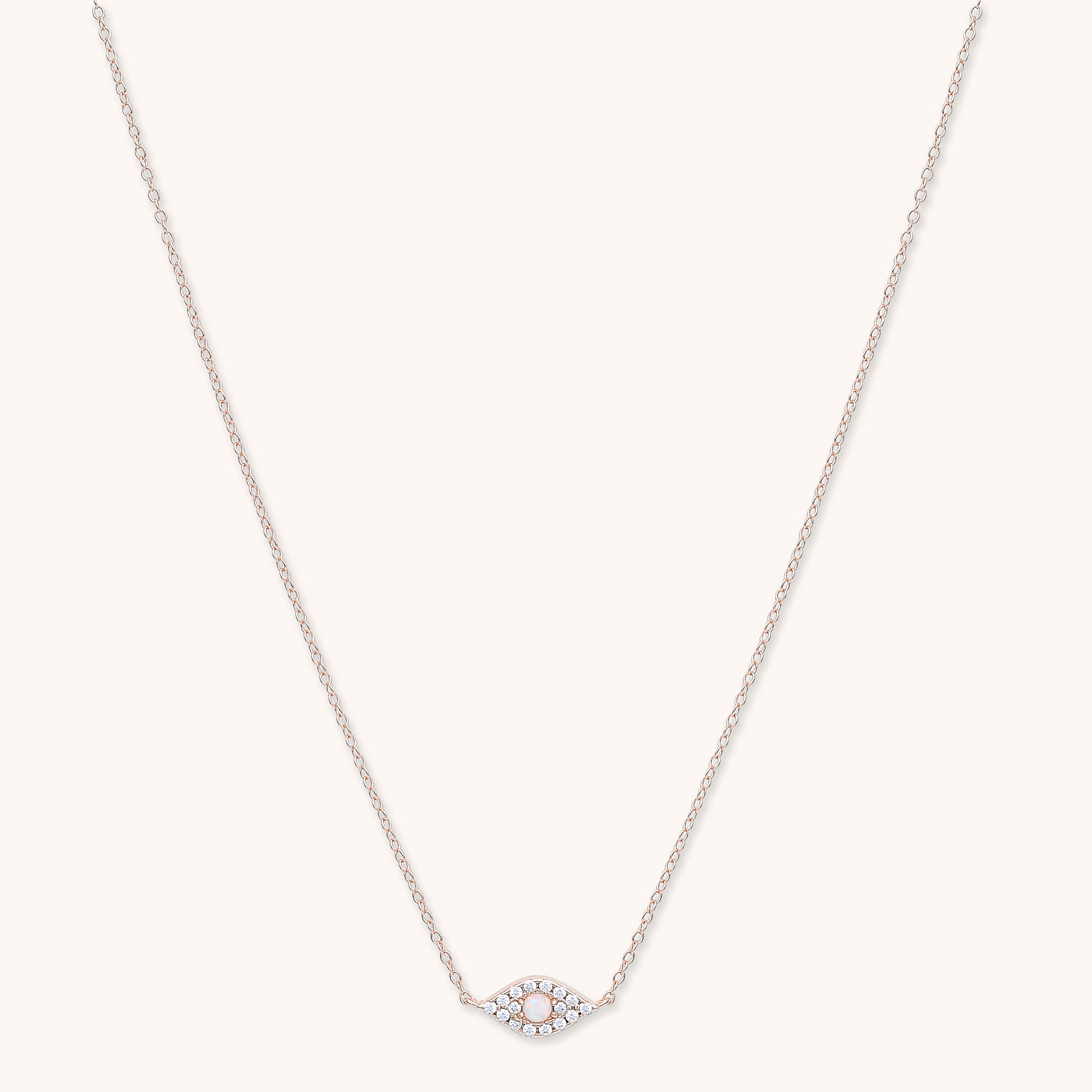 Sapphire Evil Eye Opal Necklace Rose Gold