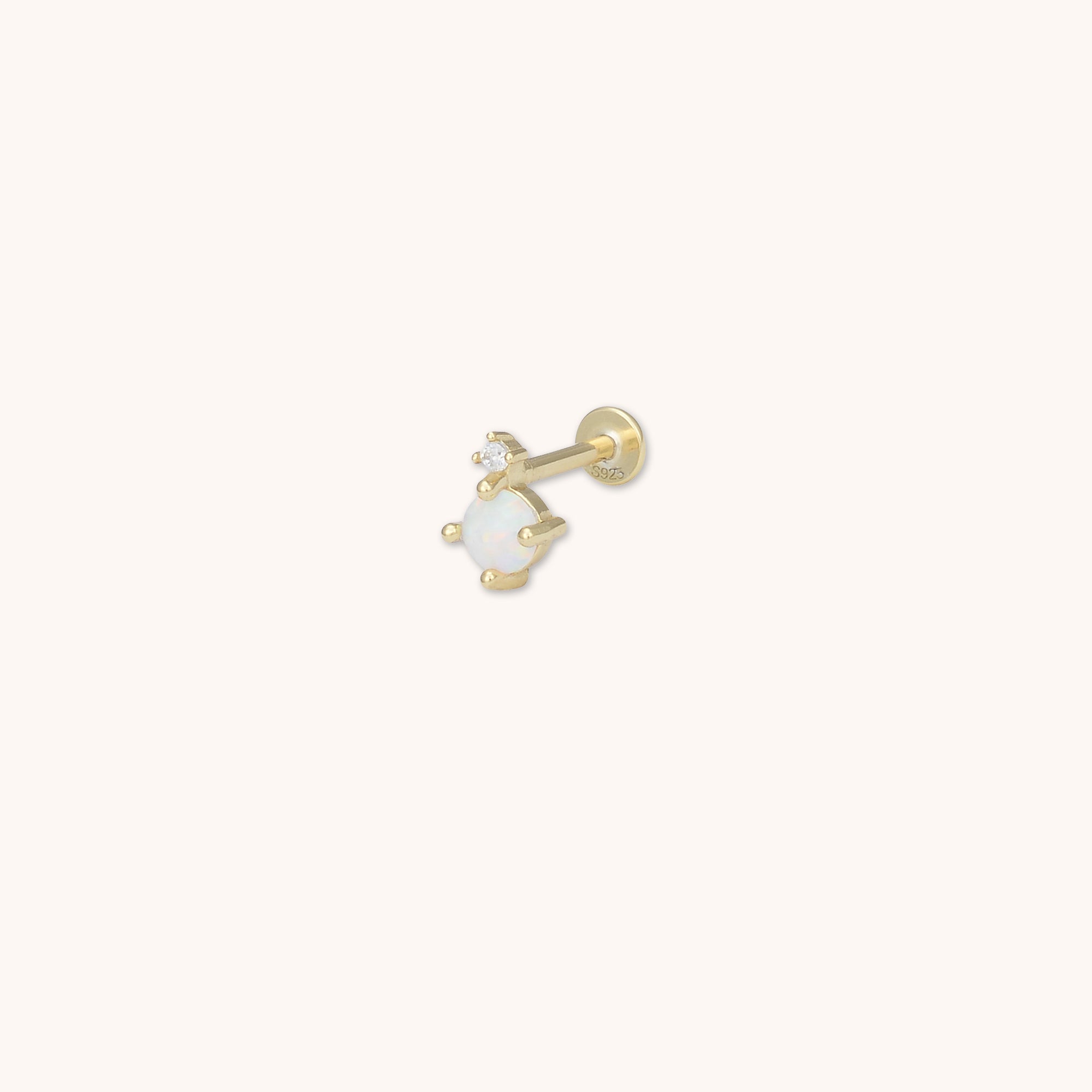 Sapphire Opal Flat Back Single Labret Earring Gold