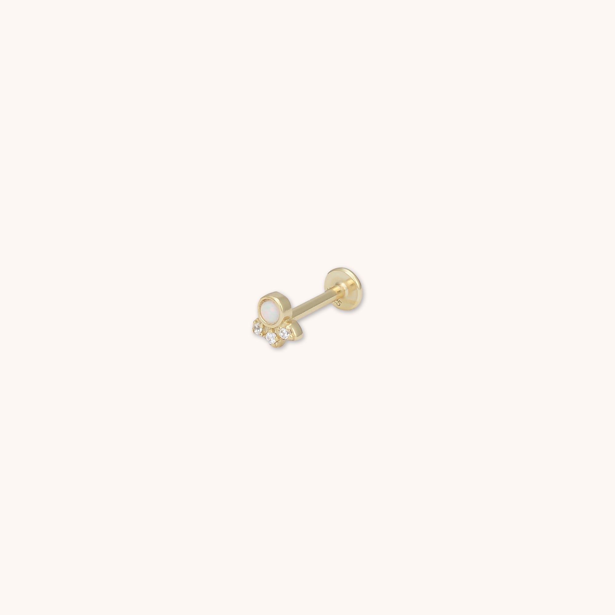 Bliss Opal Flat Back Single Labret Earring Gold