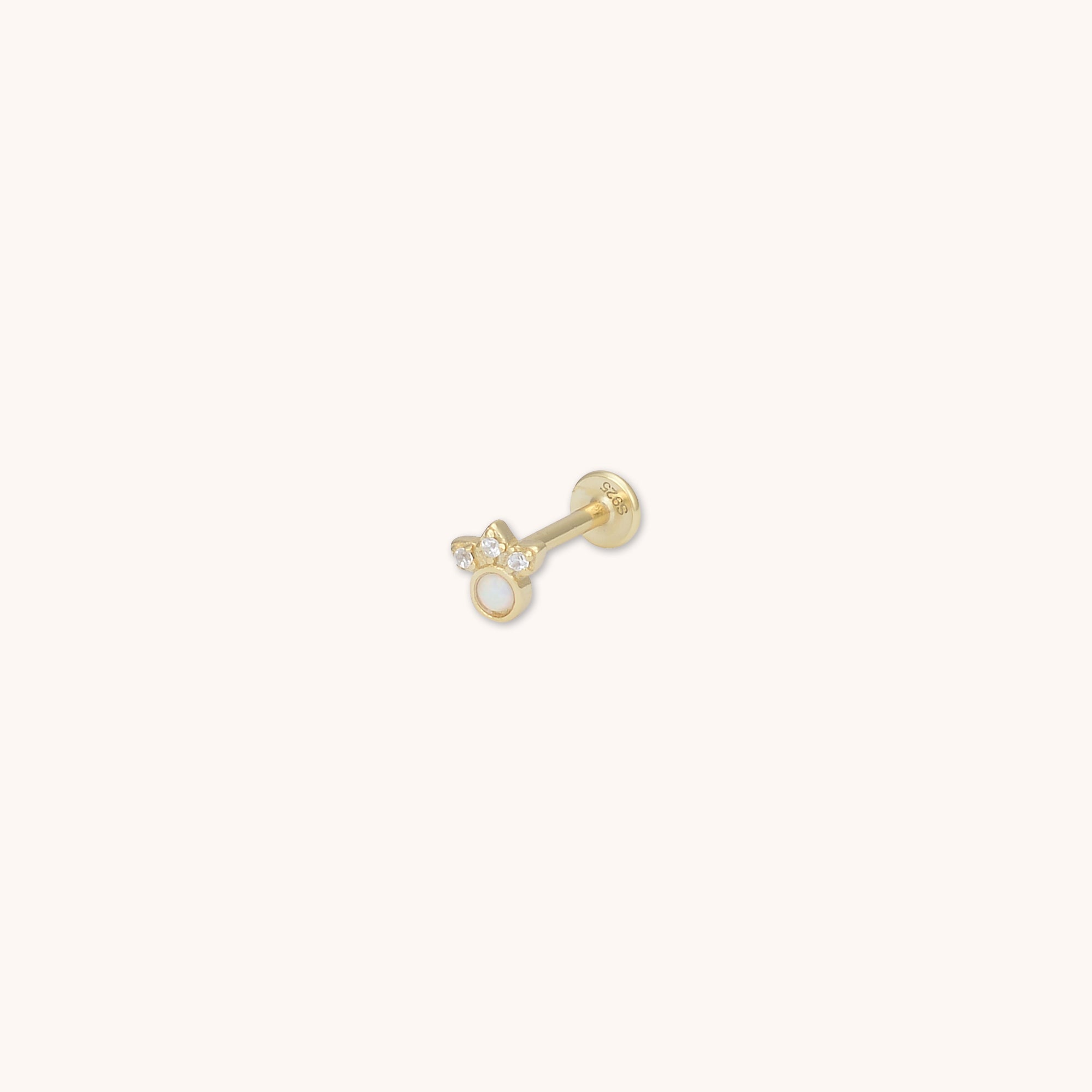 Bliss Opal Flat Back Single Labret Earring Gold