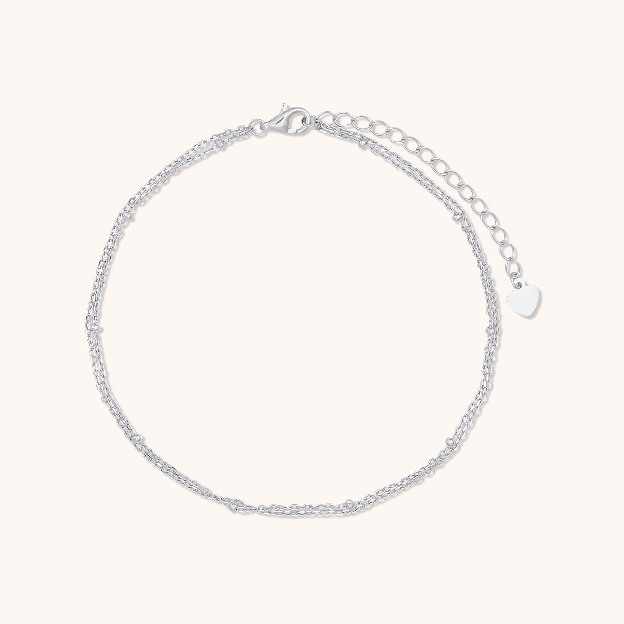 Double Satellite Dot Anklet Silver