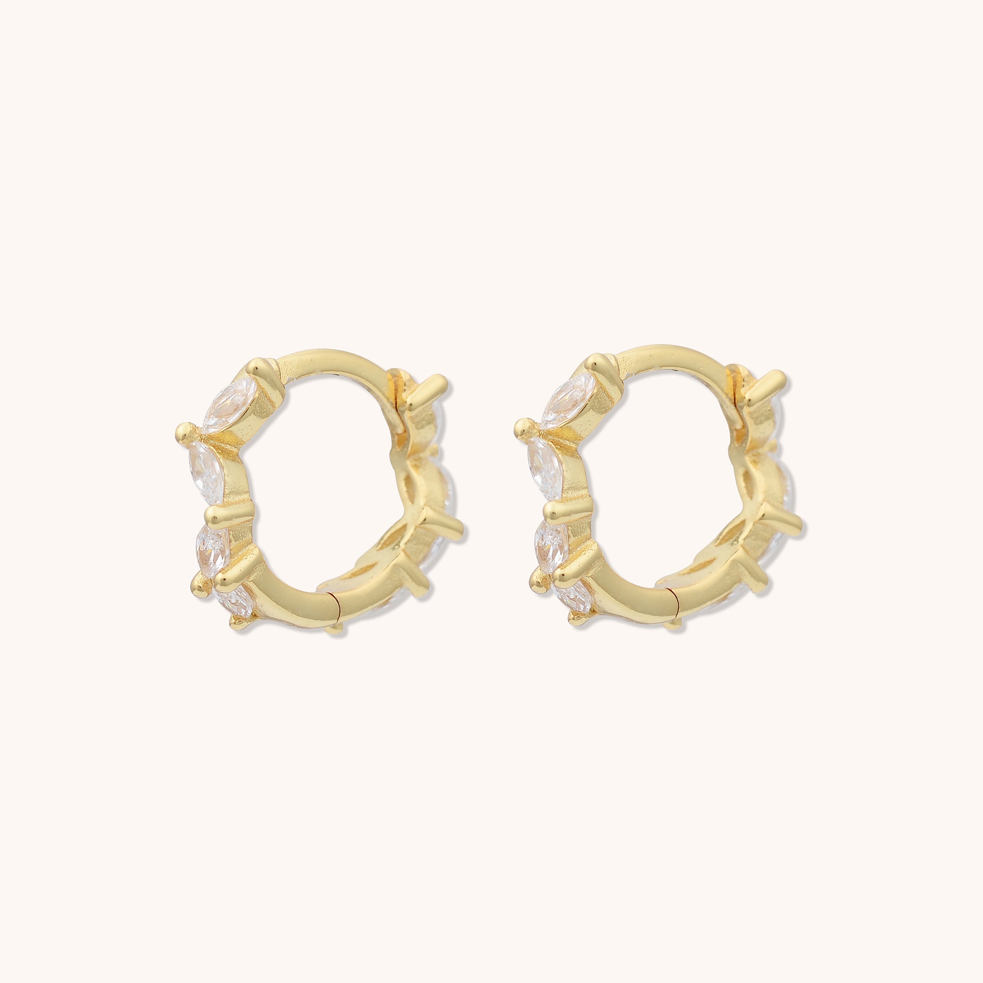 Marquise Sapphire Huggie Earrings Gold