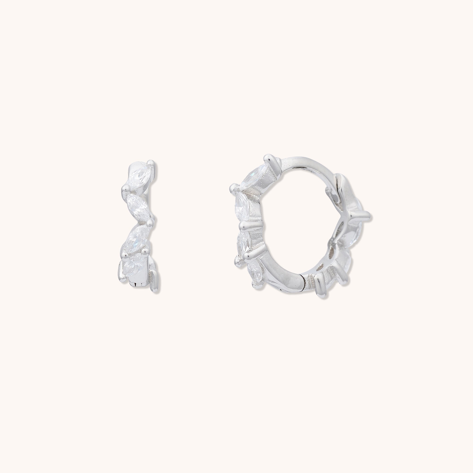 Marquise Sapphire Huggie Earrings Silver