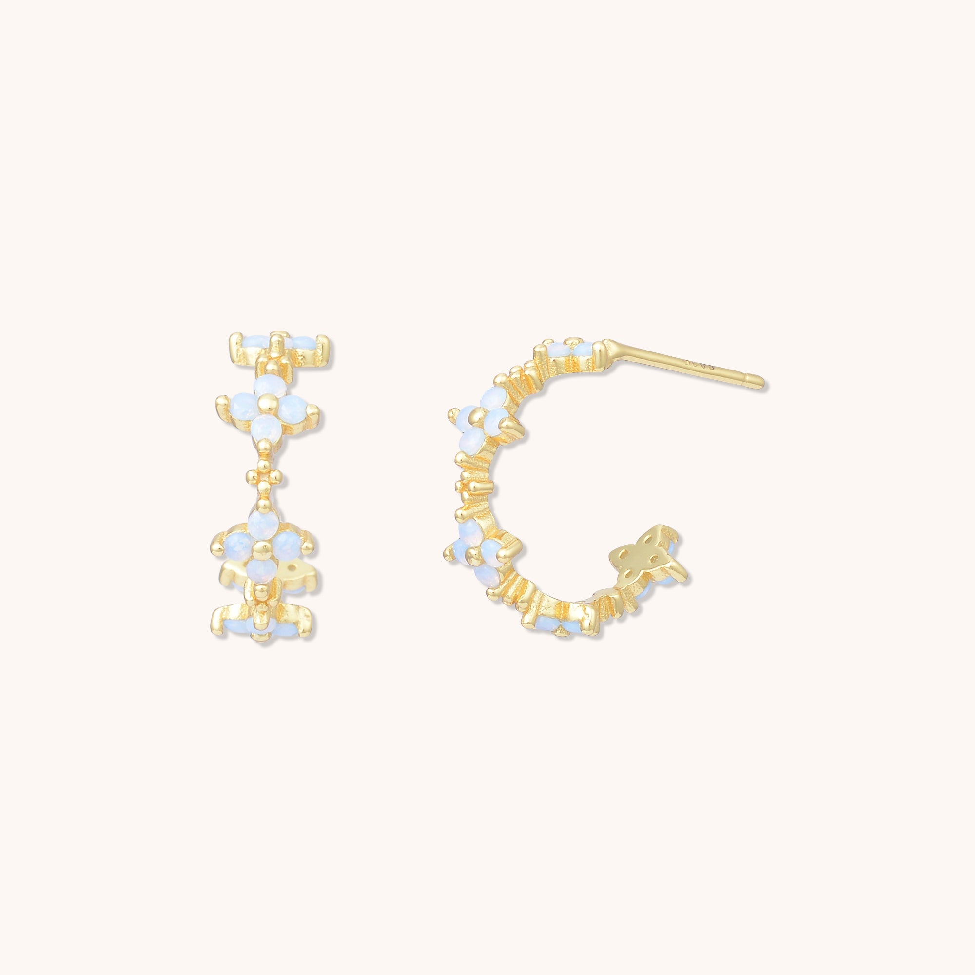 Clover Opal Huggies Earrings Gold