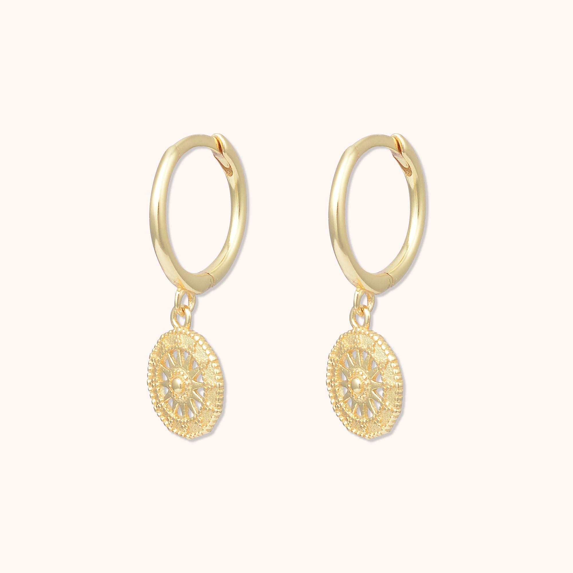 Helios Sun Huggies Earrings Gold