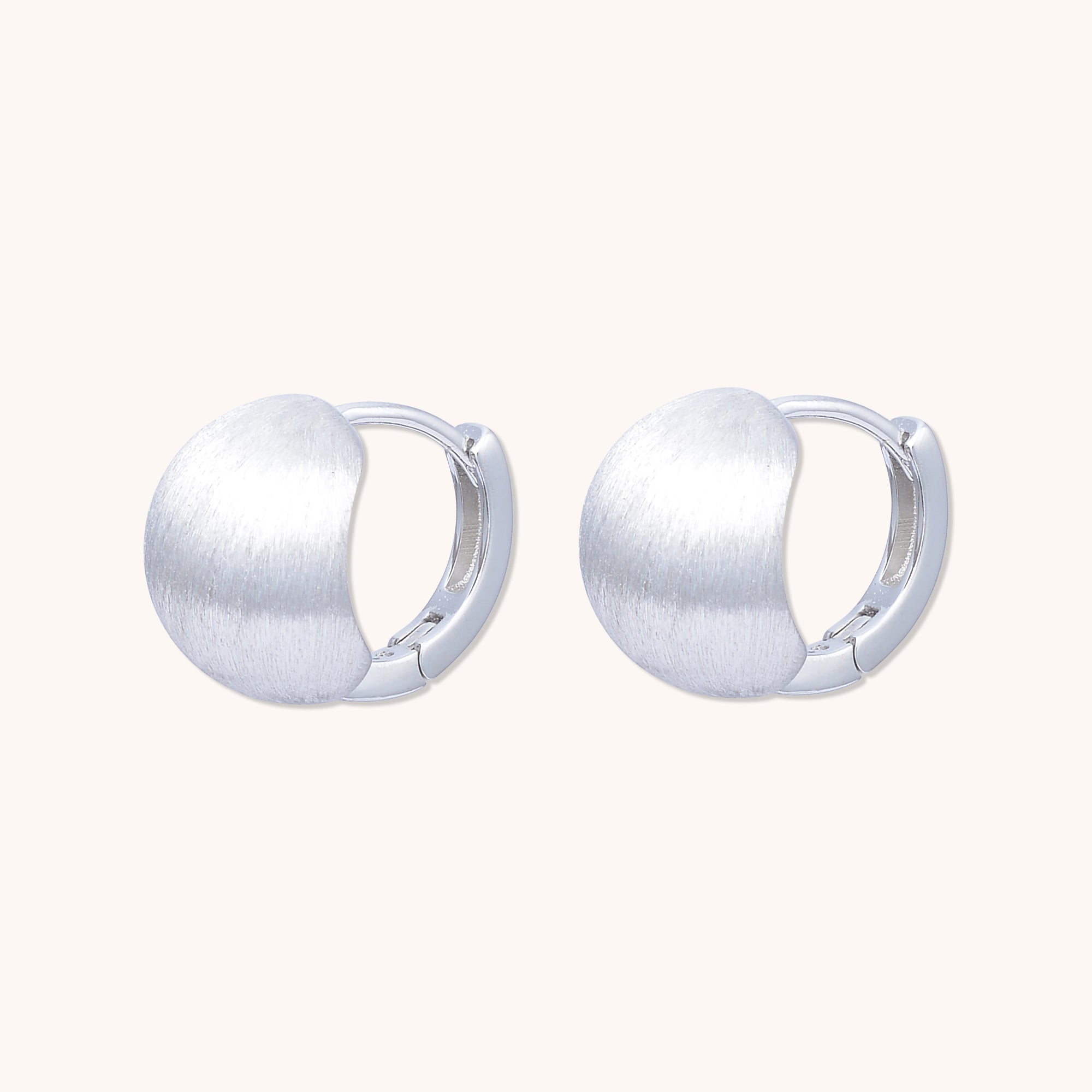 Circular Matte Huggie Earrings Silver