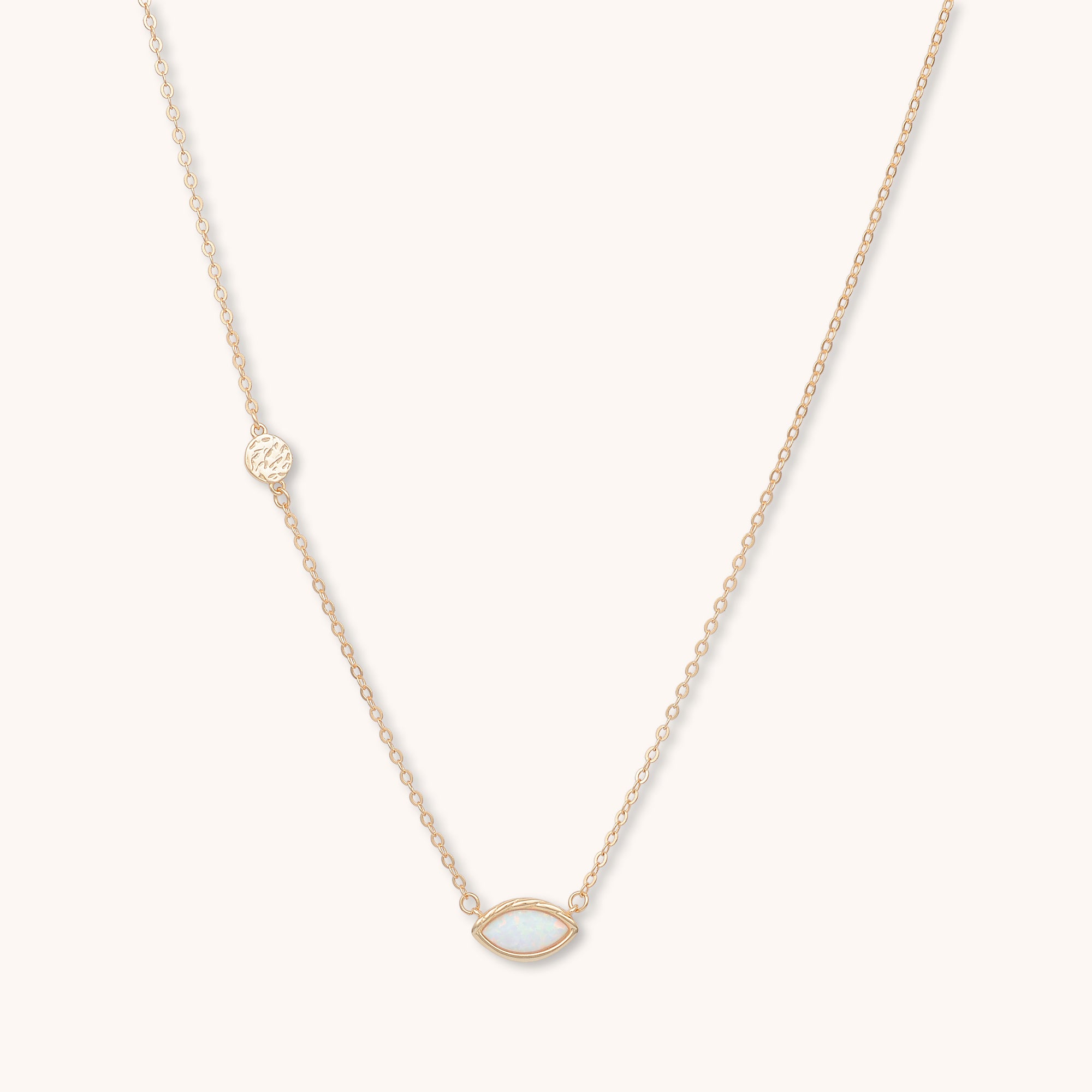 Opal Evil Eye Necklace Rose Gold