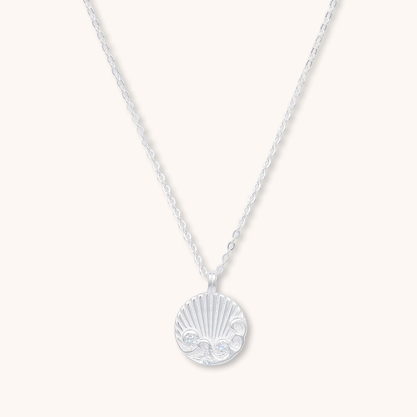 Water Element Medallion Necklace Silver