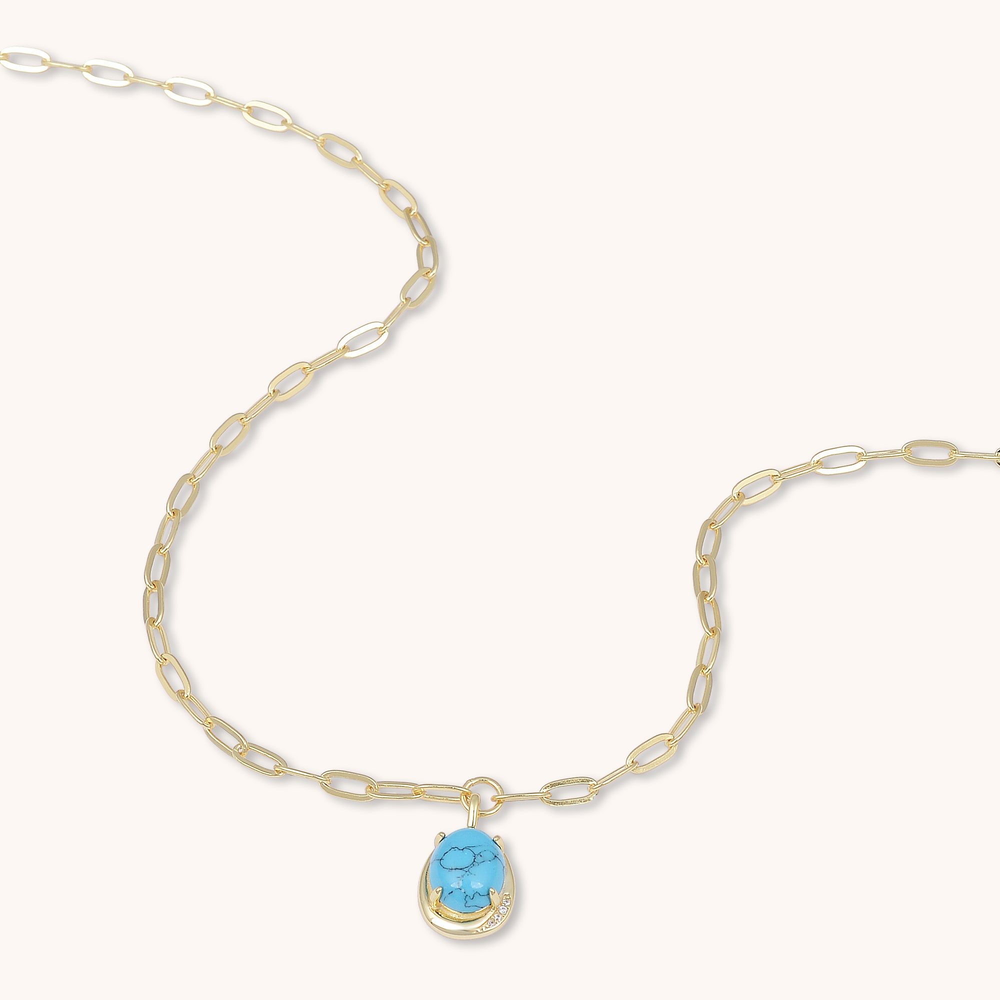 Turquoise Link Necklace Gold