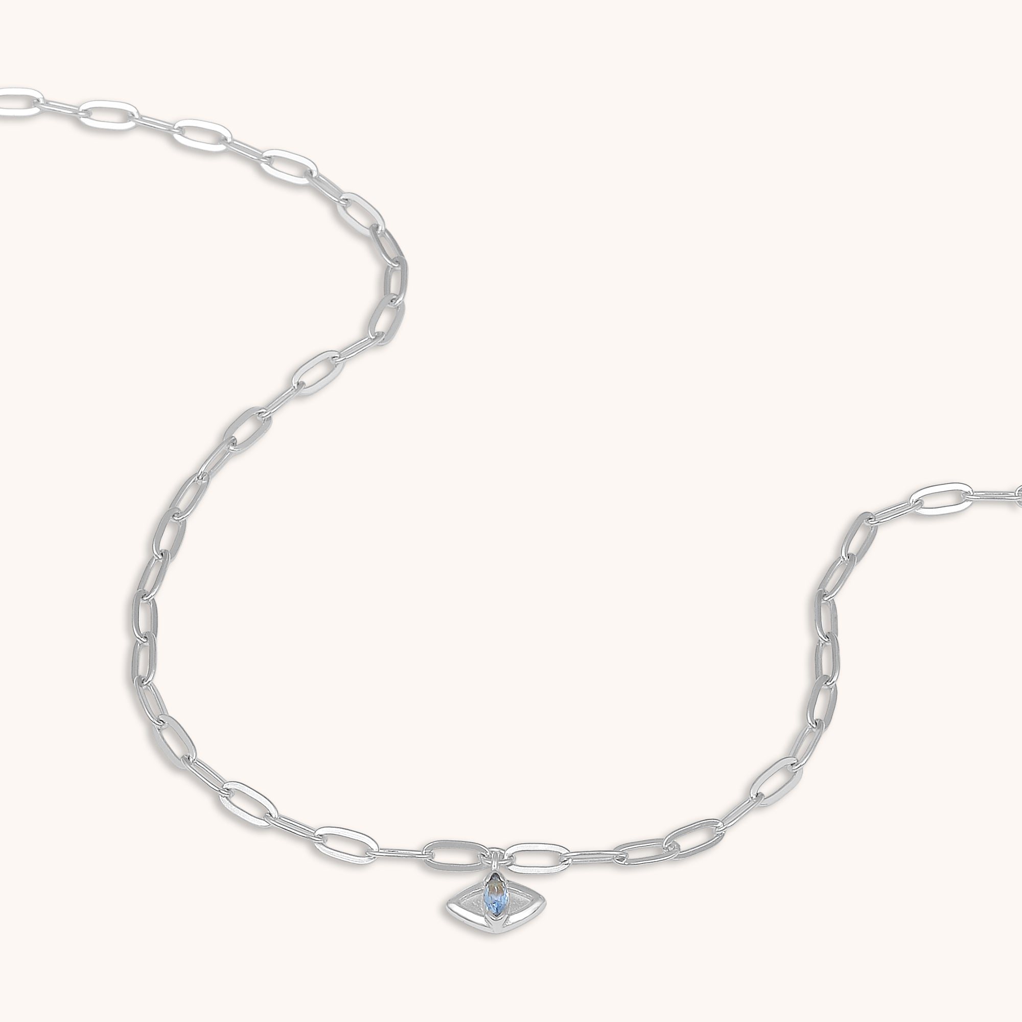 Evil Eye Link Necklace Silver