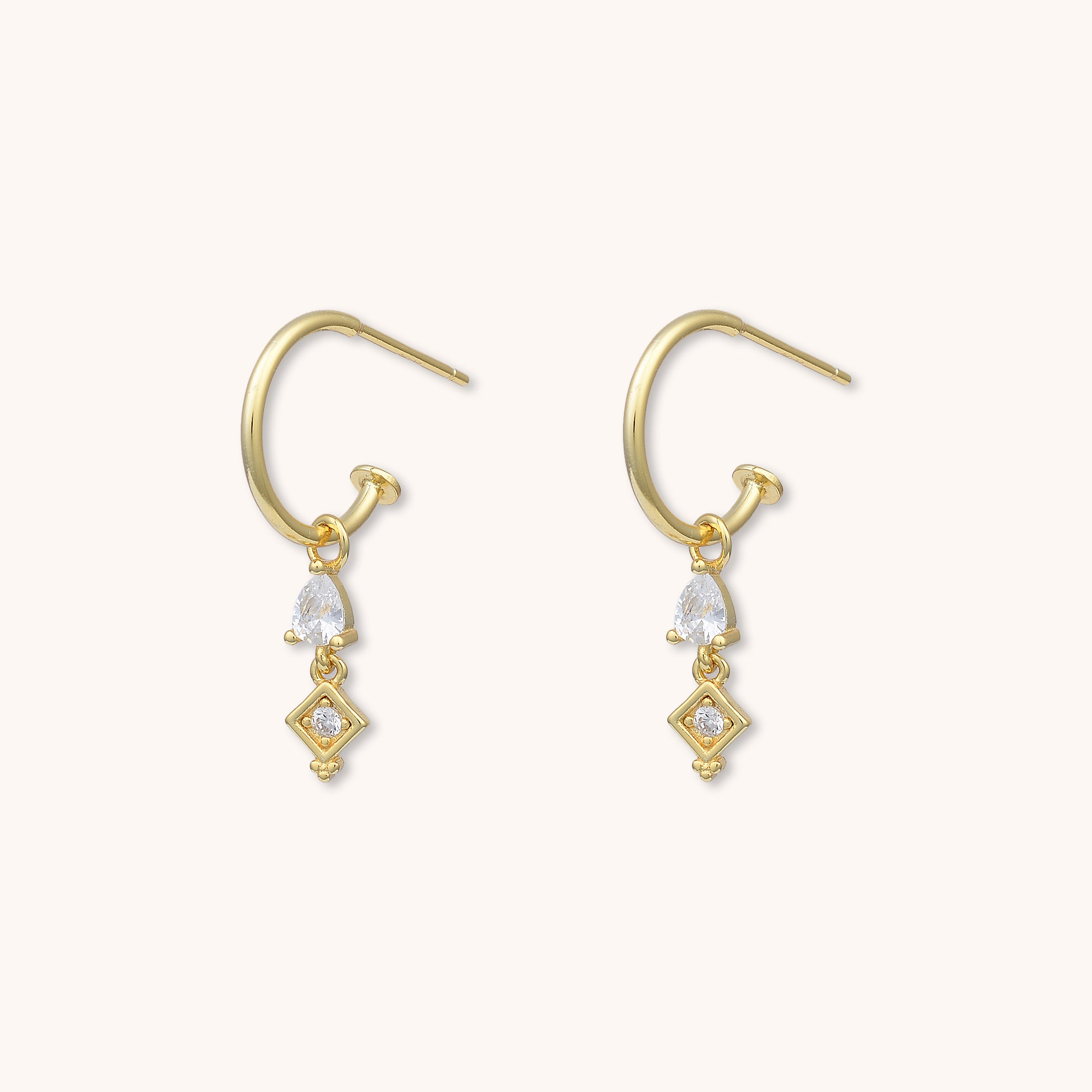 Bliss Teardrop Dangle Hoop Earrings Gold