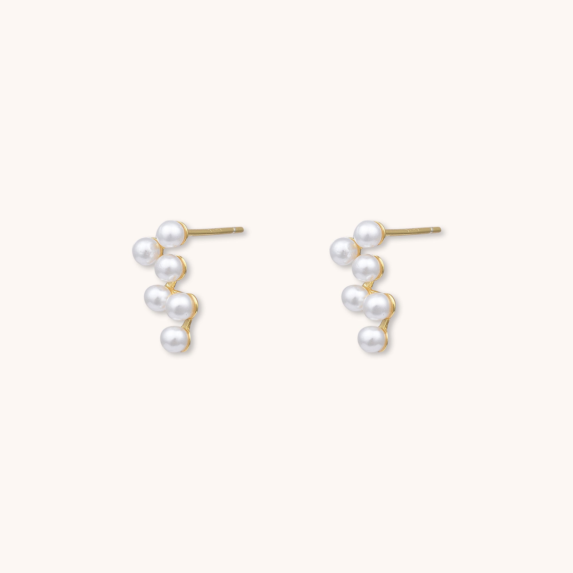 Pearl Grape Stud Earrings Gold