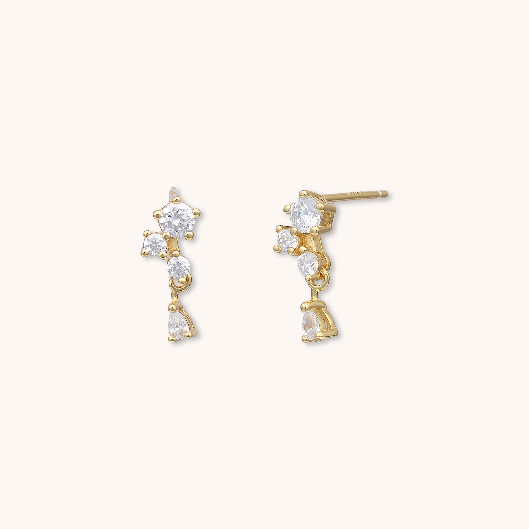 Lucid Sapphire Drop Stud Earrings Gold